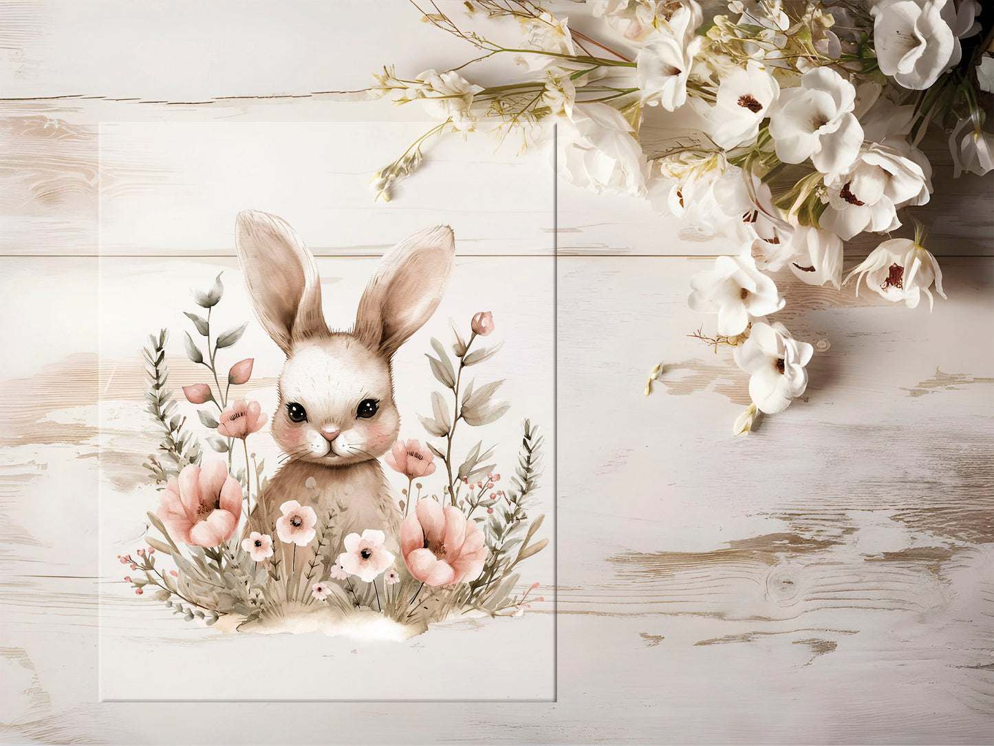 Bügelbild - Hase mit Blumen #1159