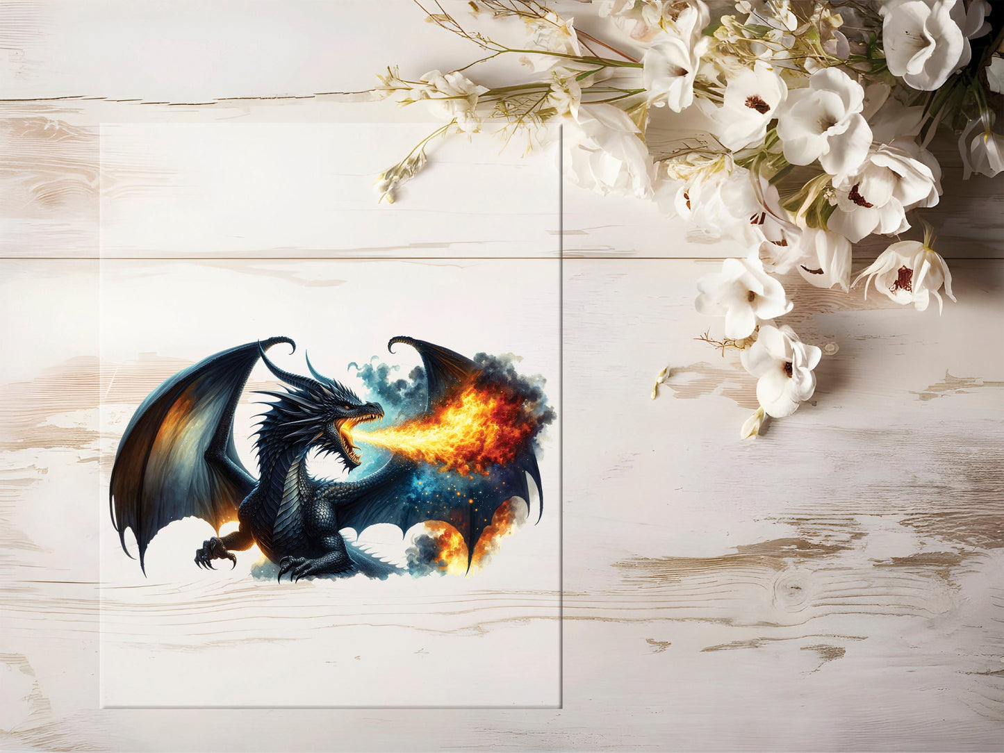 Auktion - Bügelbild - Black Dragon #1201 - 20cm