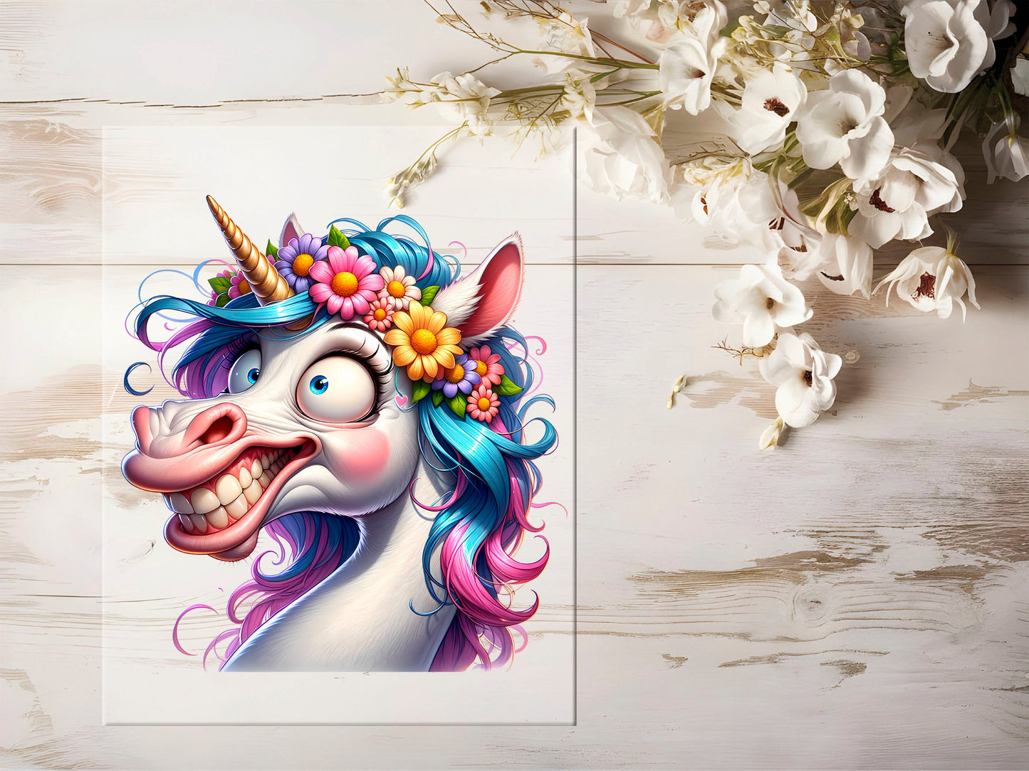 Auktion - Bügelbild - Freaky Einhorn #1362 - 15cm