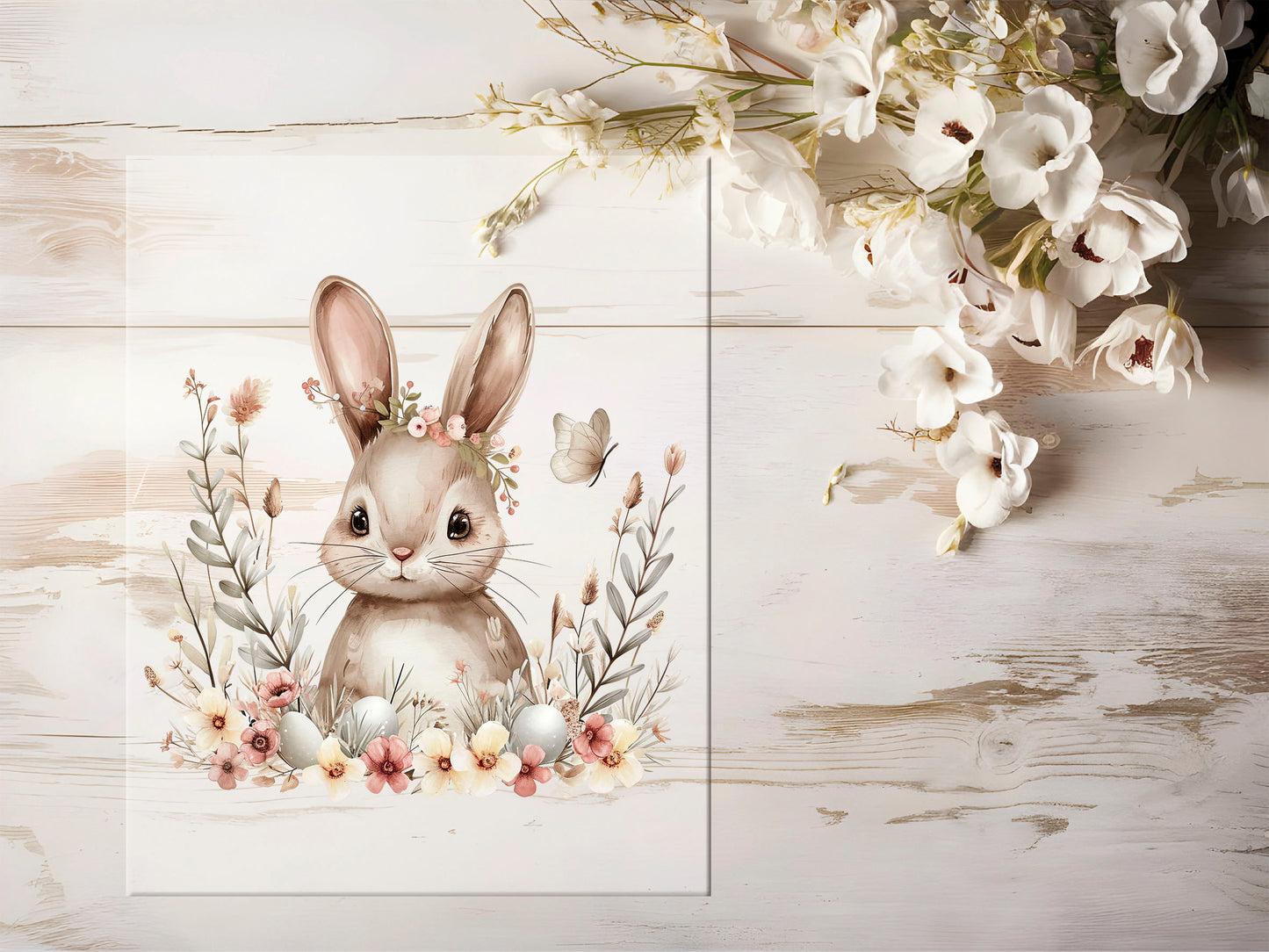 Bügelbild - Hase mit Blumen #1161