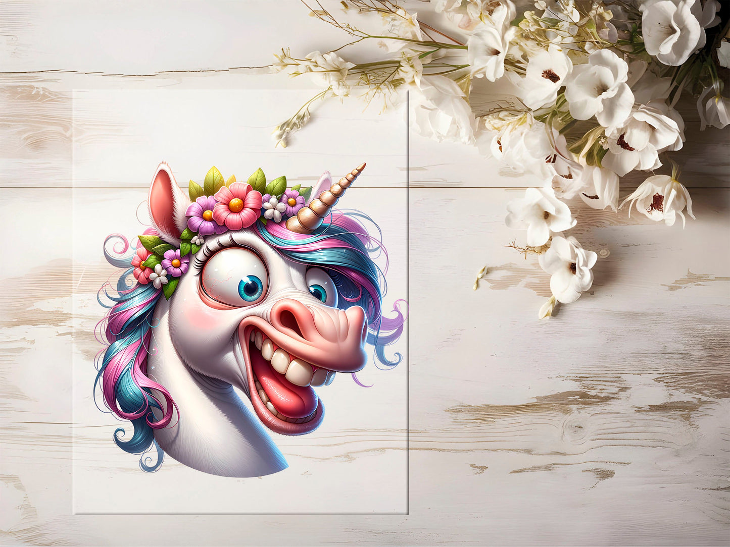 Auktion - Bügelbild - Freaky Einhorn #1359 - 15cm