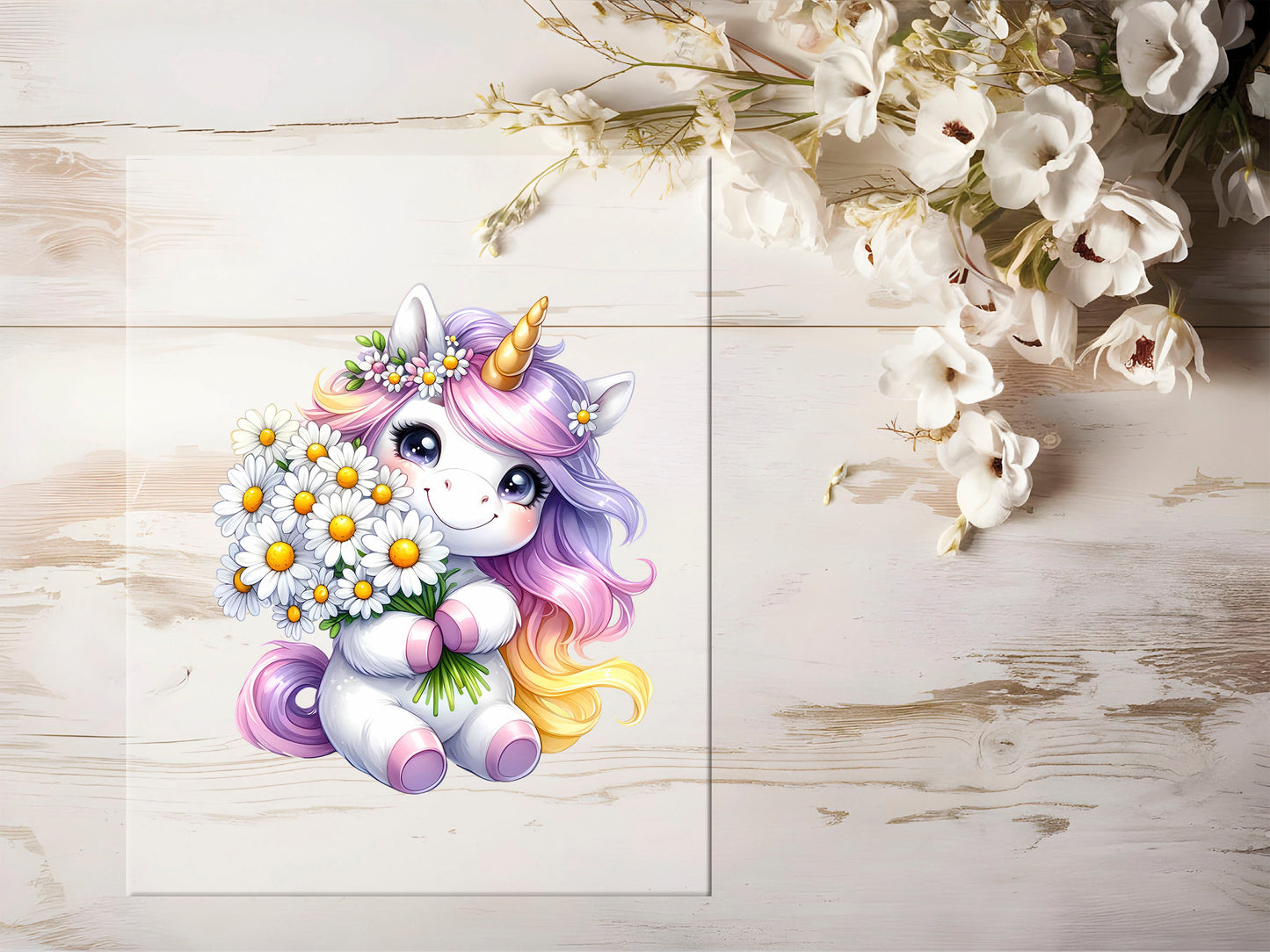 Bügelbild - Einhorn Blumenstrauß #1301