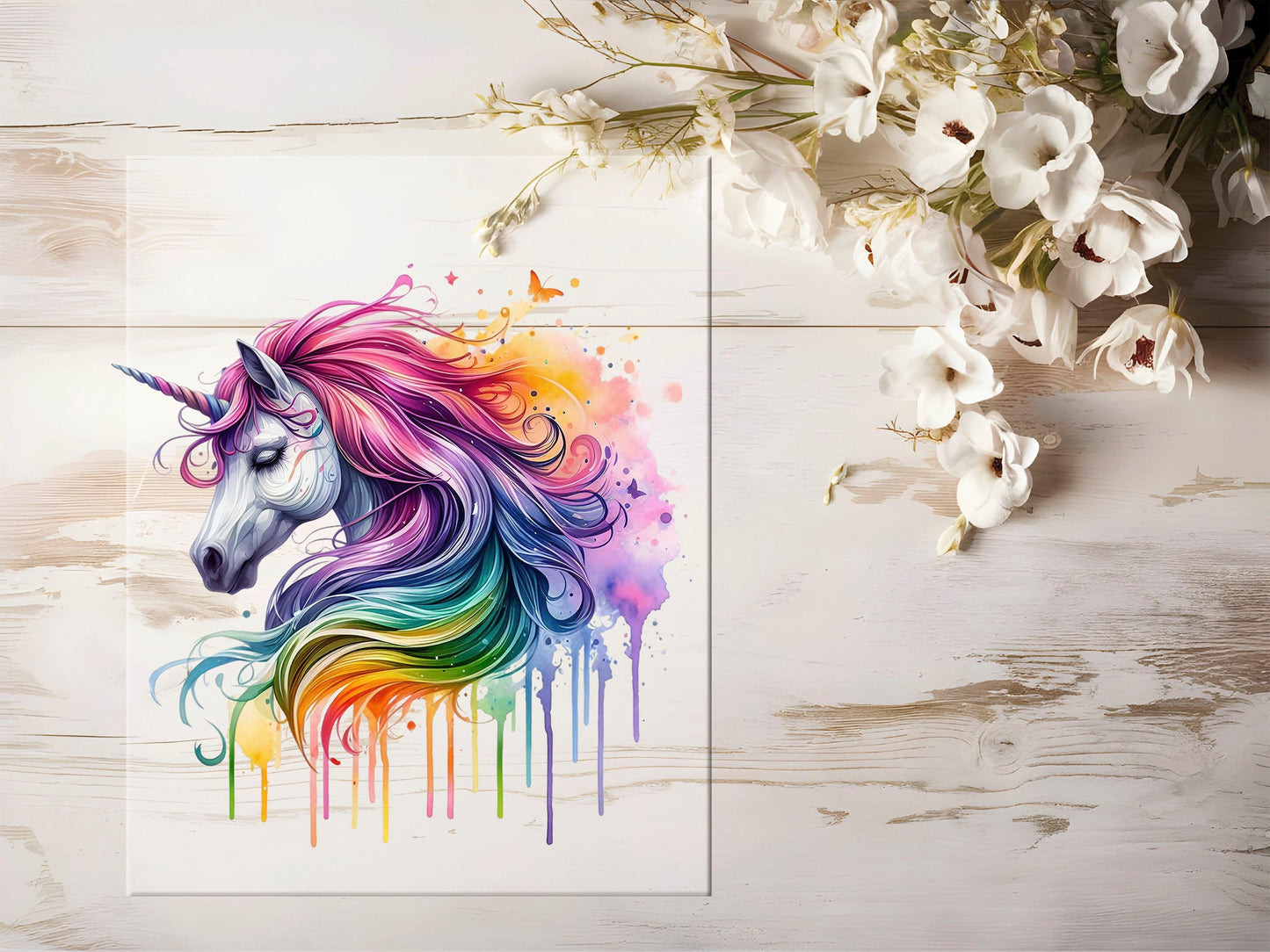 Auktion - Bügelbild - Bunt Einhorn #1356 - 15cm