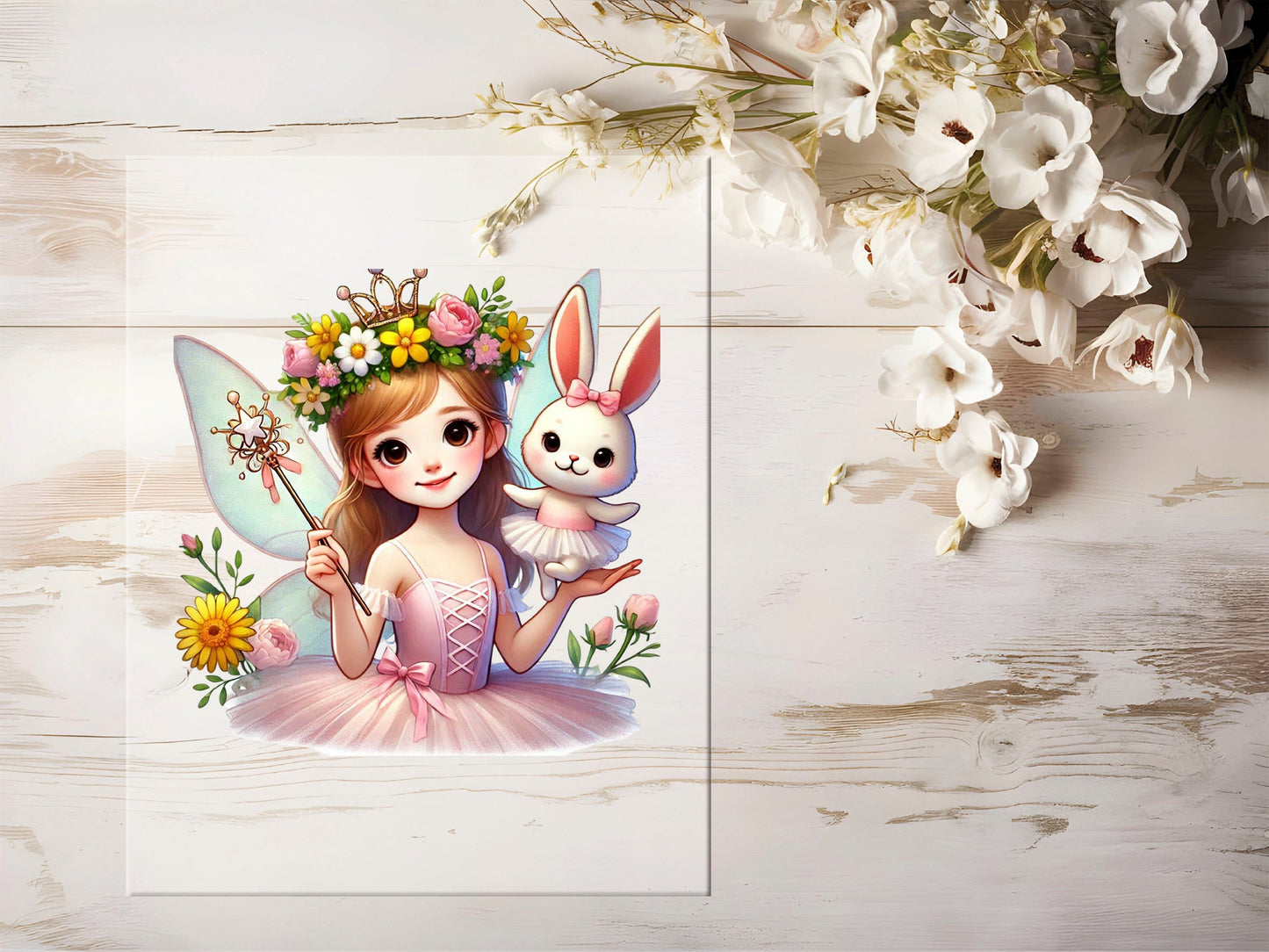 Bügelbild - Fee mit Hase #1095