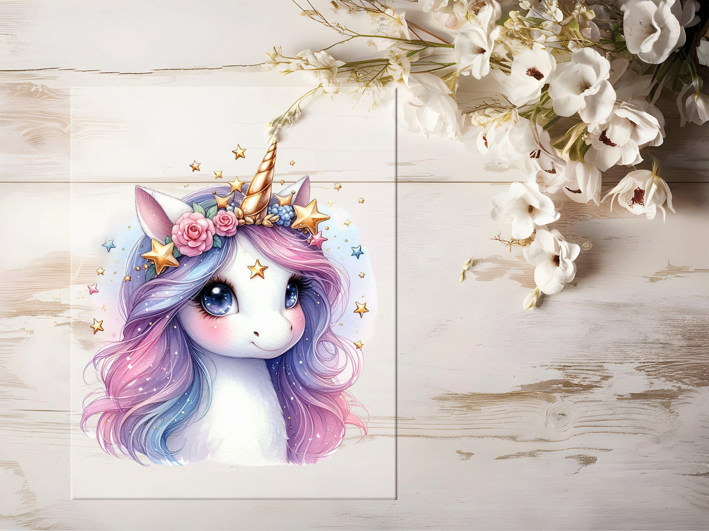 Auktion - Bügelbild - Einhorn Prinzessin #1292 - 15cm
