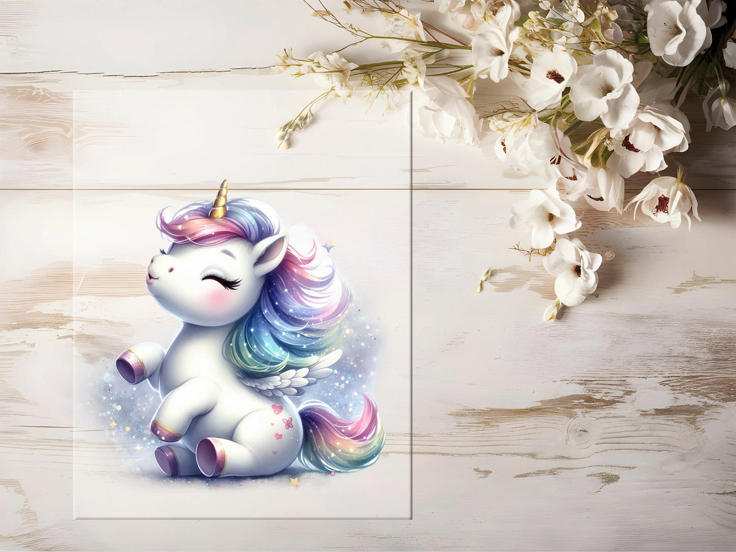 Auktion - Bügelbild - Einhorn Happy #1286 - 15cm