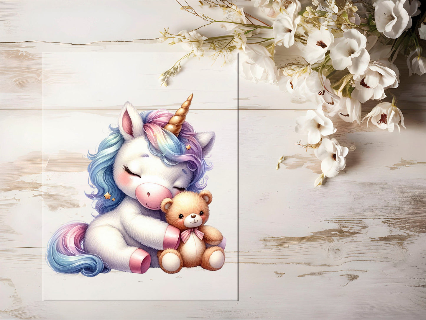 Auktion - Bügelbild - Einhorn Teddy #1285 - 15cm