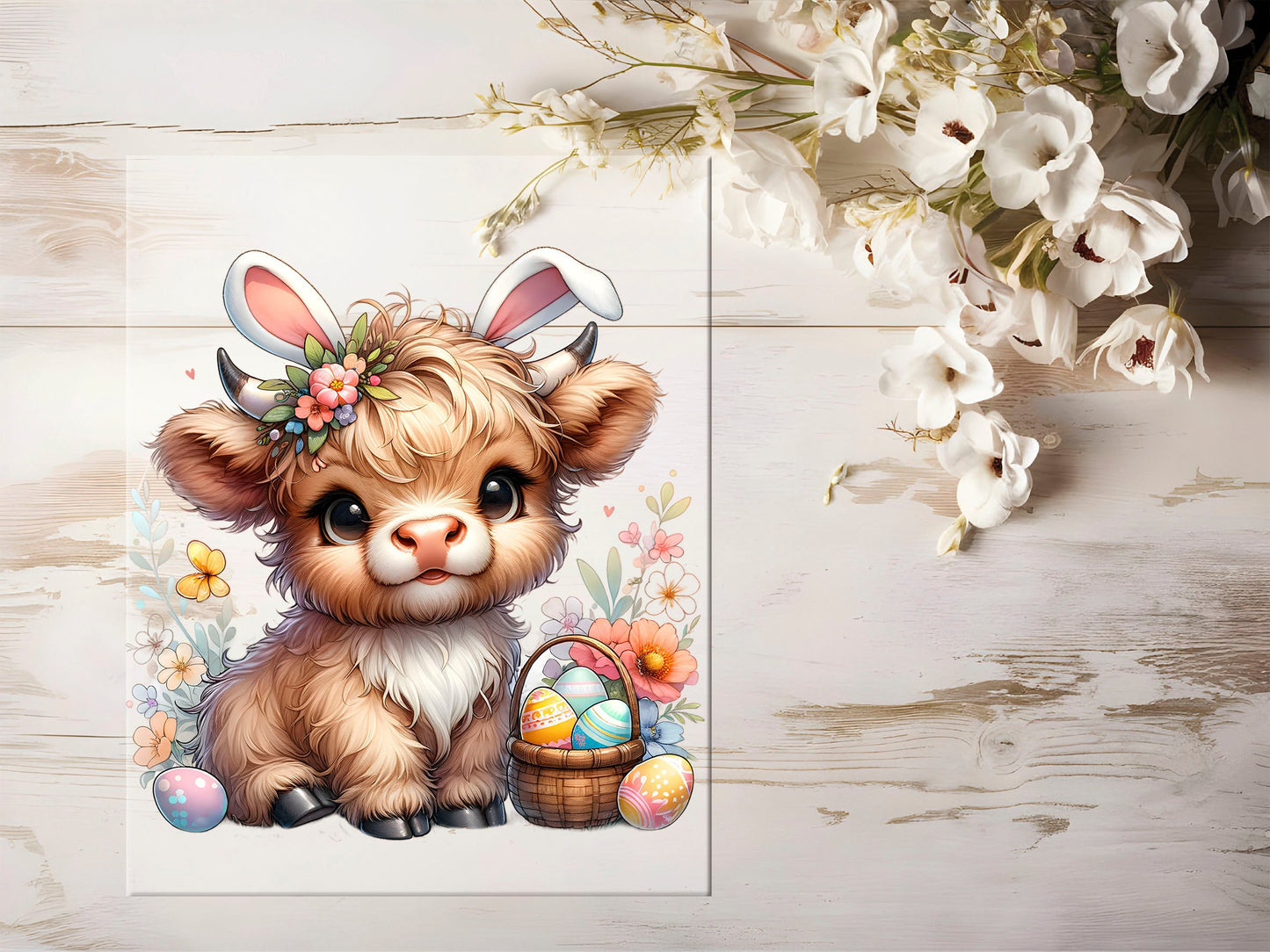 Bügelbild - Oster Highland Cow #1070