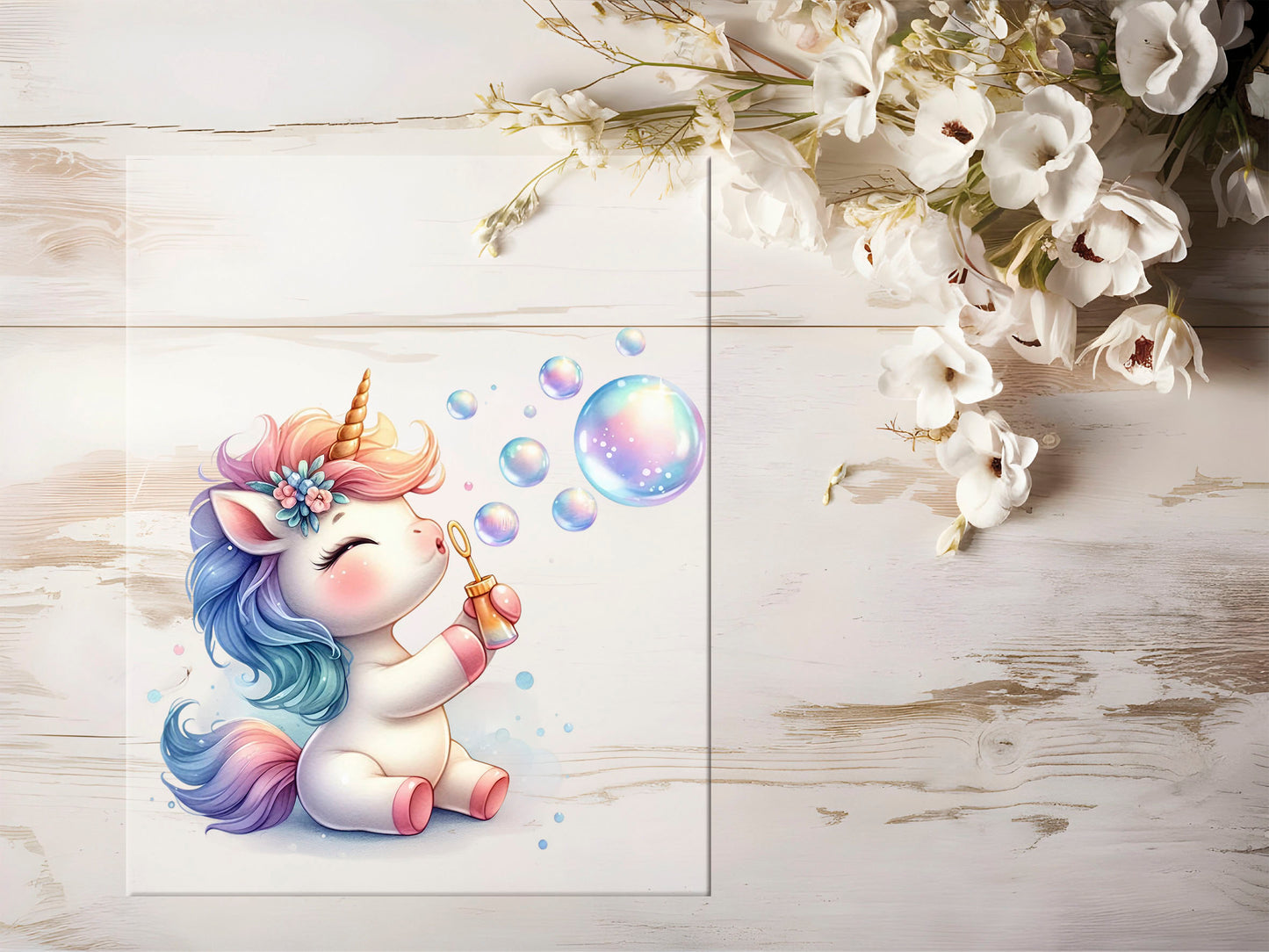 Bügelbild - Einhorn Seifenblasen #1280