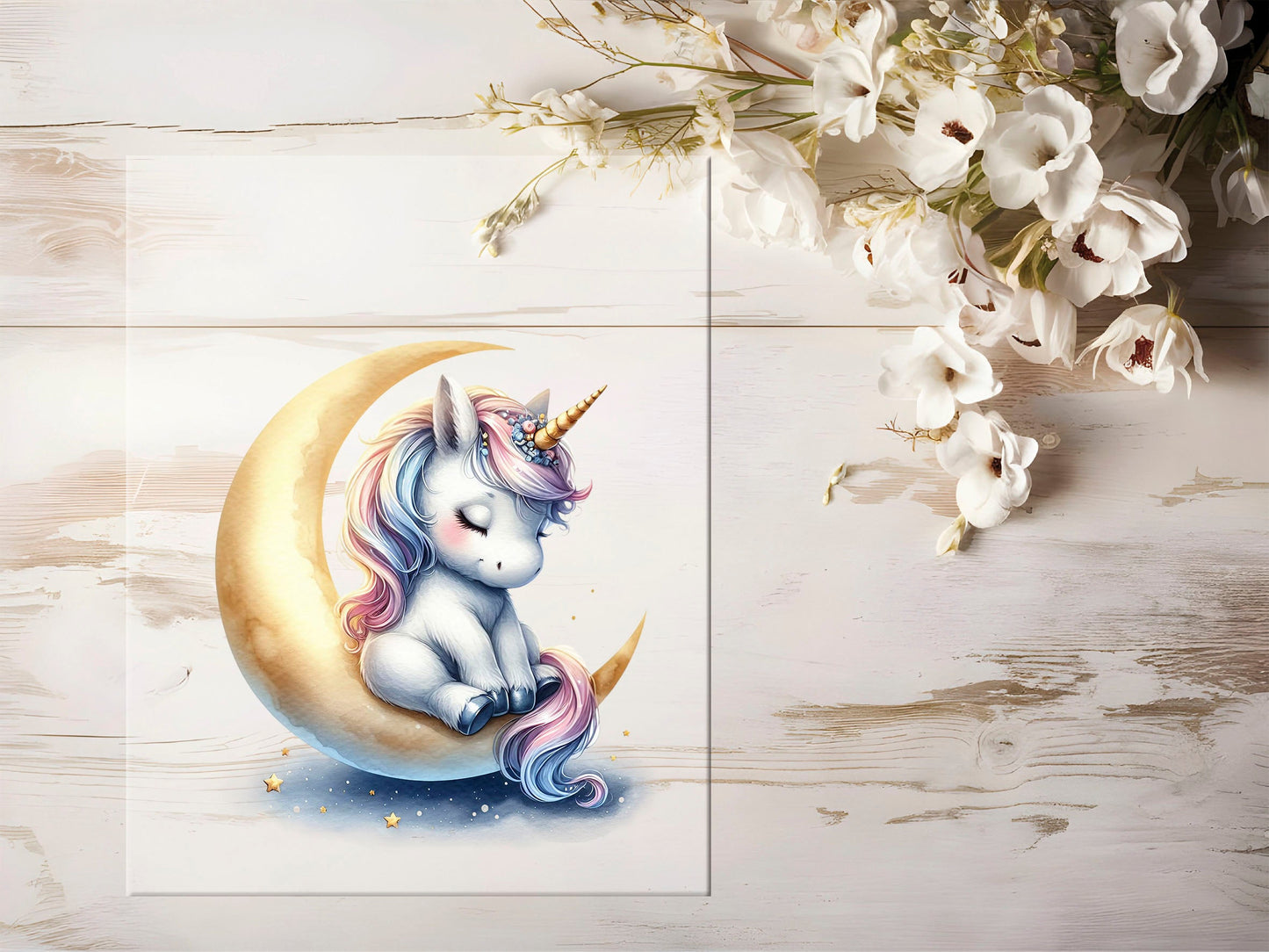 Auktion - Bügelbild - Einhorn Mond #1279 - 15cm