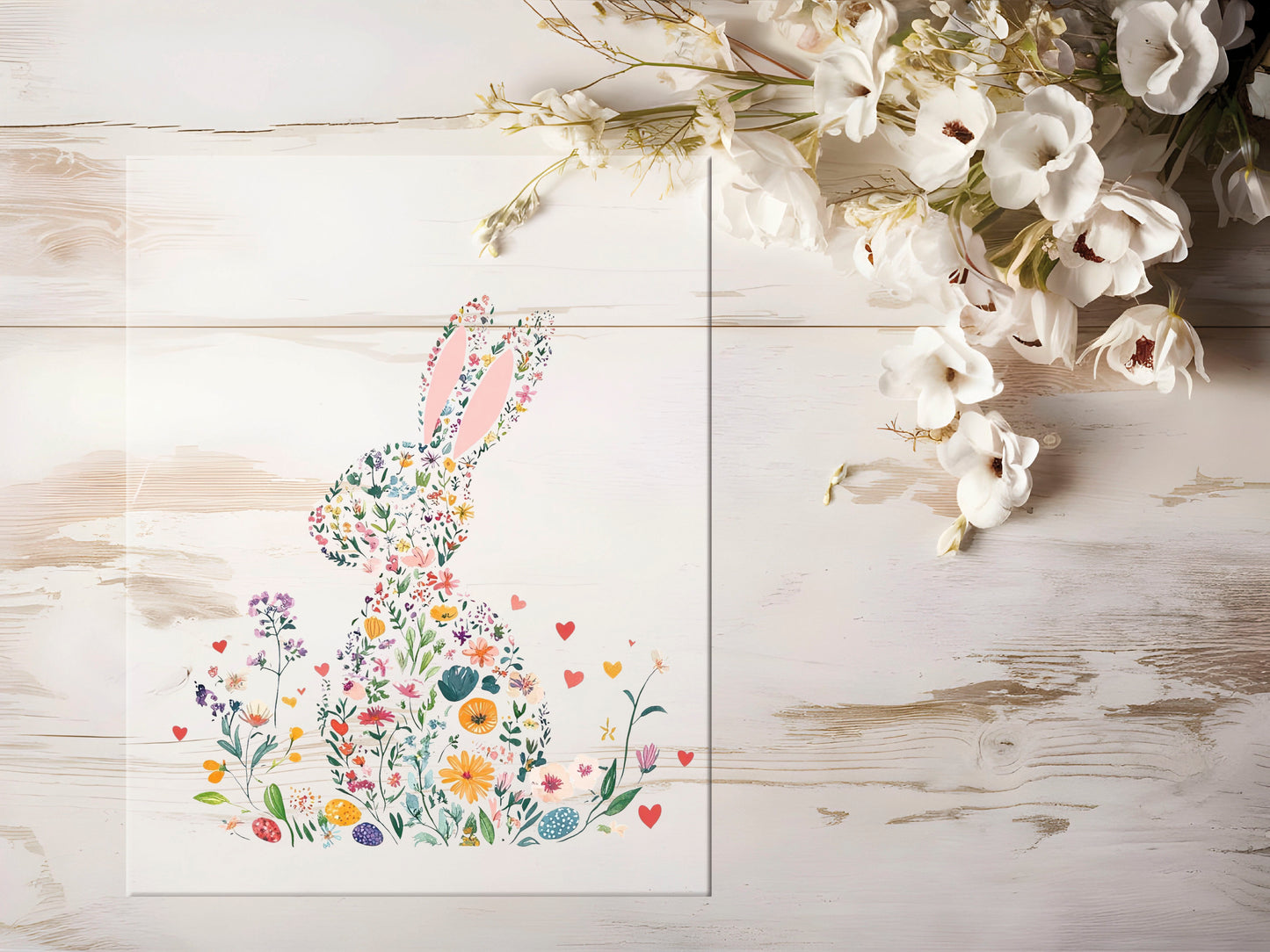 Bügelbild - Hase Blumen Silhouette #1514