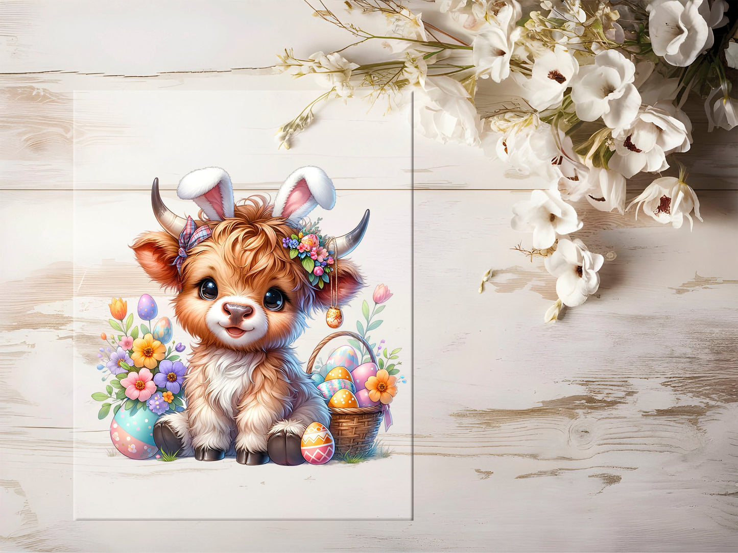 Bügelbild - Oster Highland Cow #1066