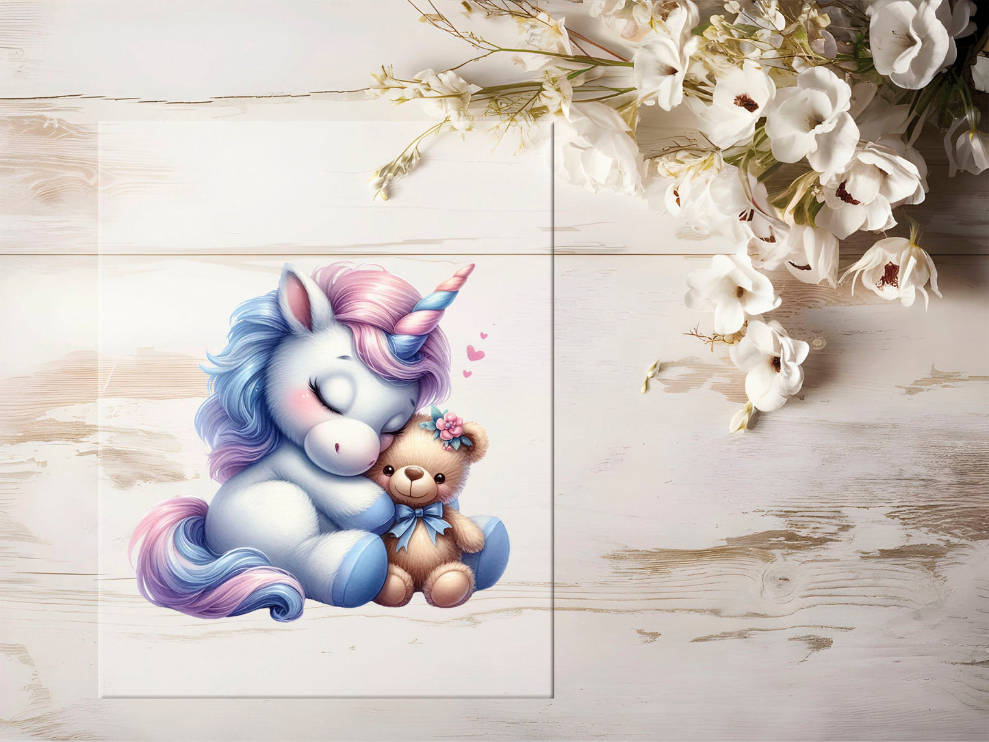 Auktion - Bügelbild - Einhorn Teddy #1275 - 15cm