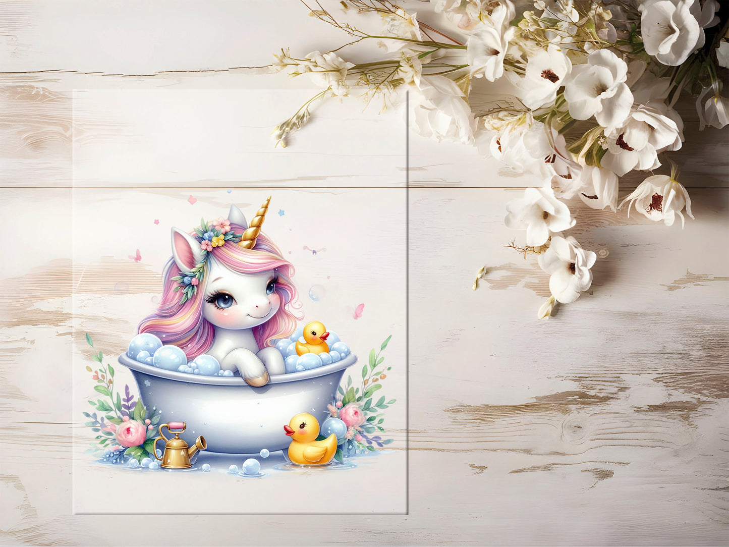 Bügelbild - Einhorn Badewanne #1272
