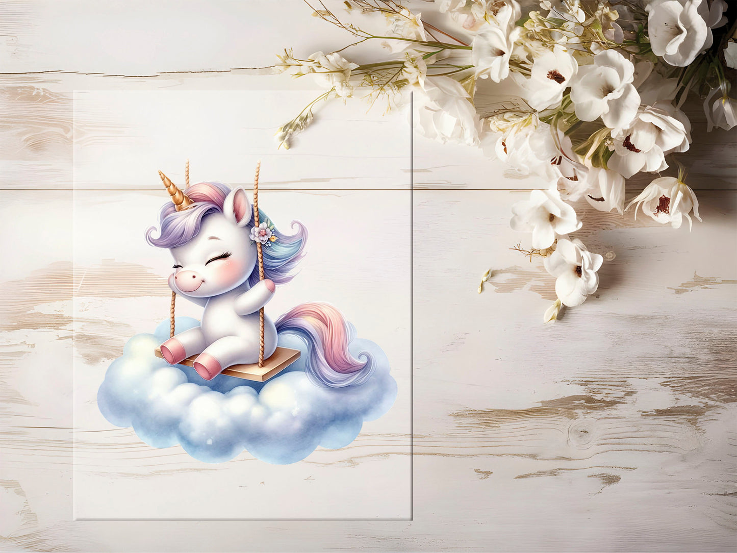 Bügelbild - Einhorn Wolkenschaukel #1267