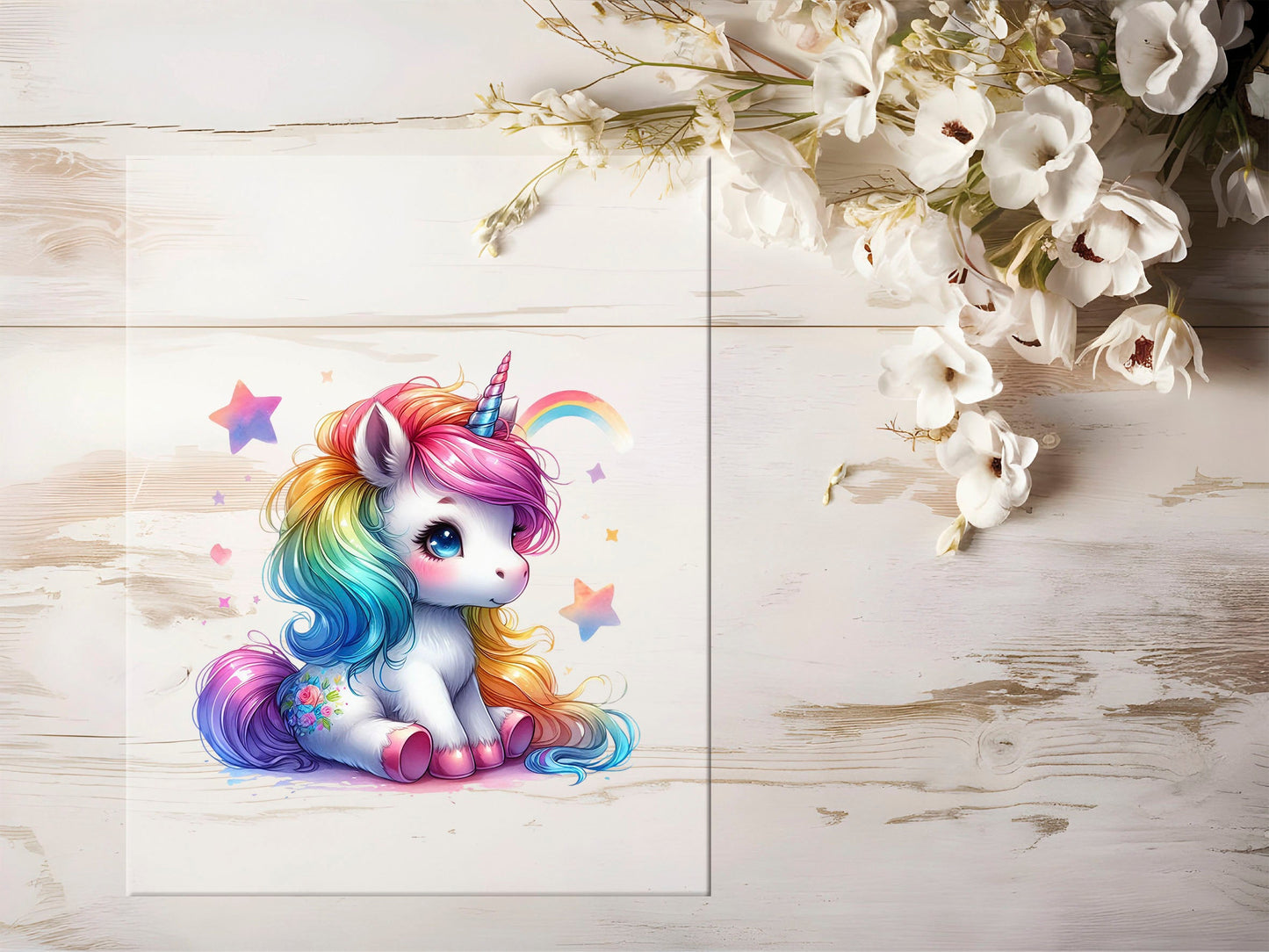Auktion - Bügelbild - Einhorn Sterne #1264 - 15cm