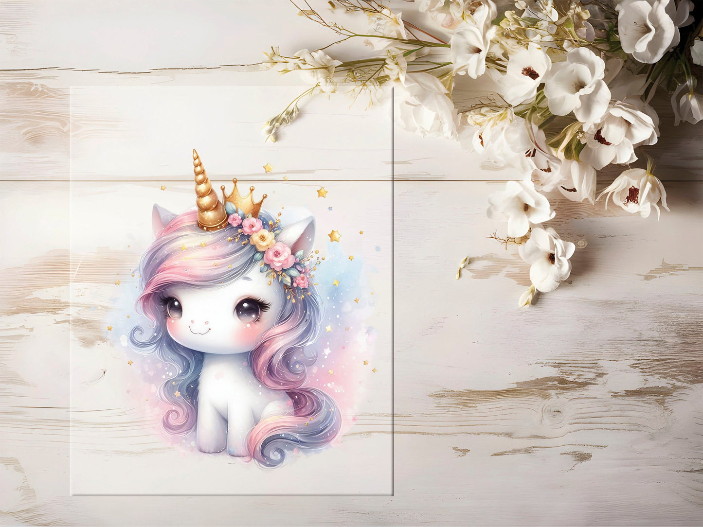 Auktion - Bügelbild - Einhorn Pastell #1261 - 15cm