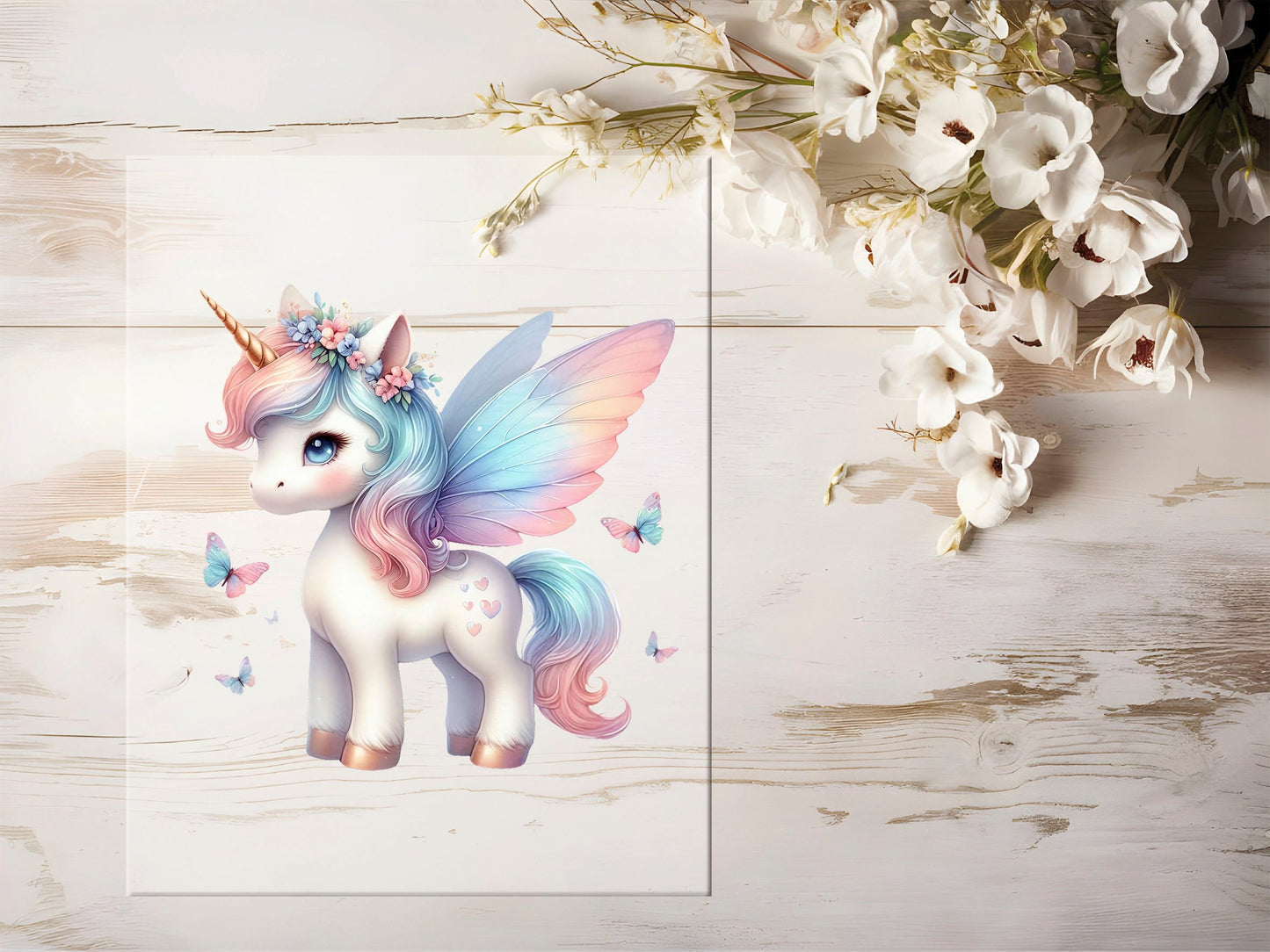 Auktion - Bügelbild - Einhorn Butterfly #1260 - 15cm