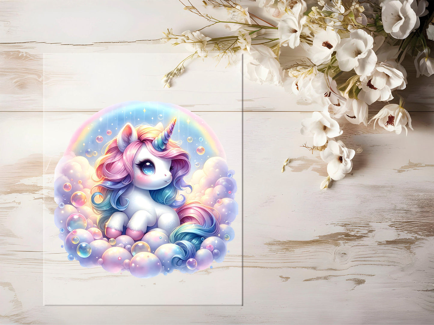 Auktion - Bügelbild - Einhorn Bubble #1205 - 15cm