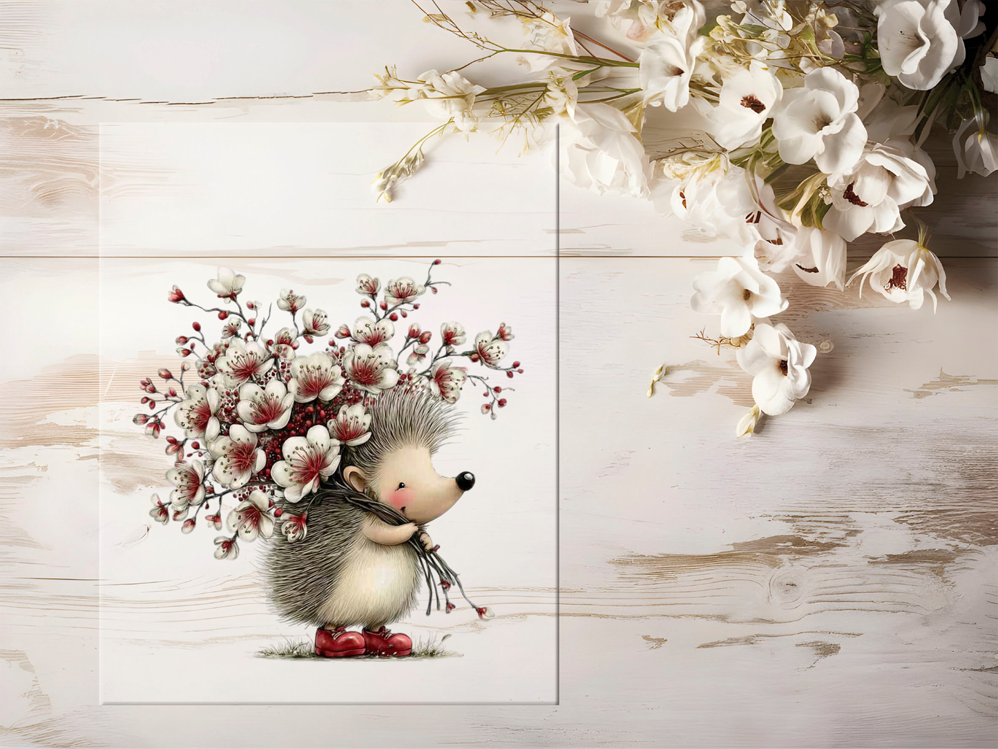 Auktion - Bügelbild - Frühlingstiere Igel #2345- 15cm