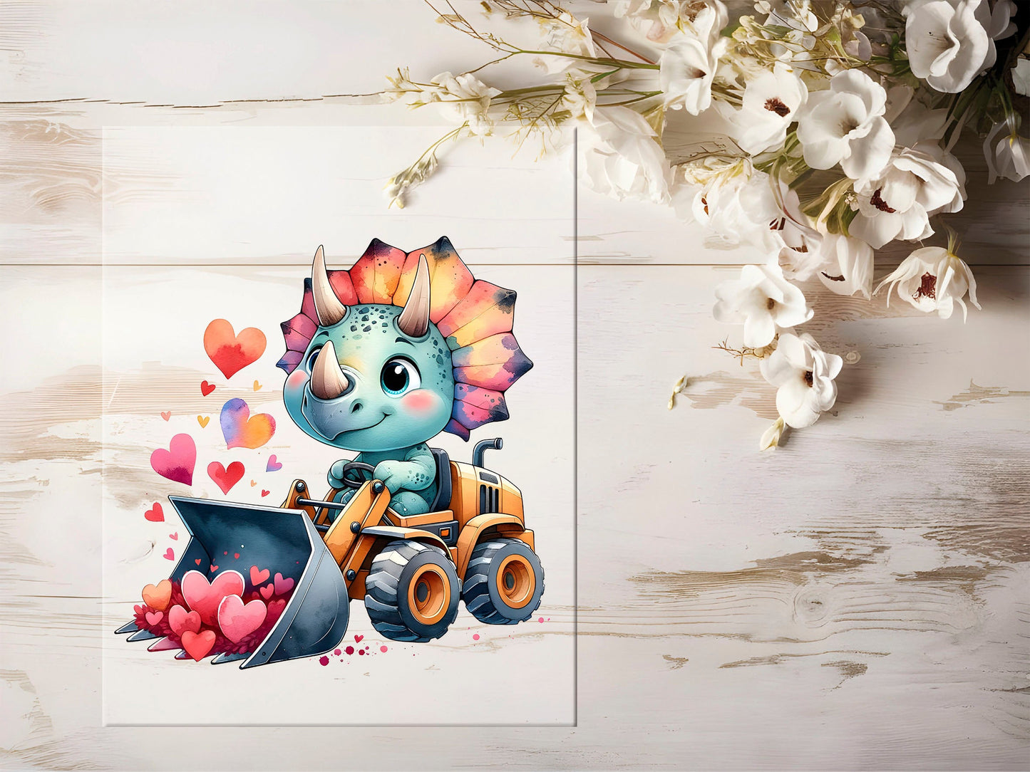 Auktion - Bügelbild - Baustellen Dino #1383 - 20cm