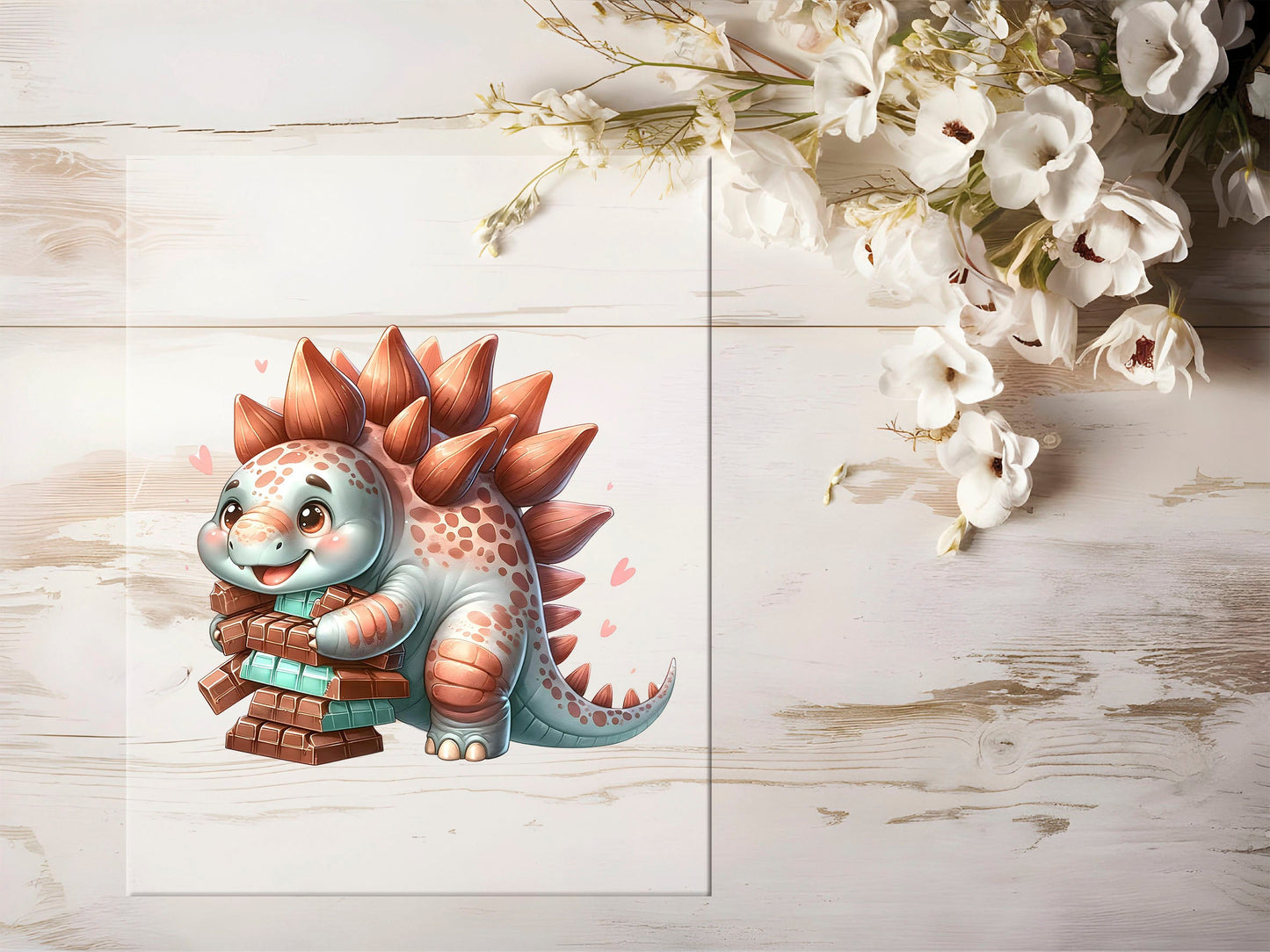 Auktion - Bügelbild - Schokoladen Dino #1371 - 20cm