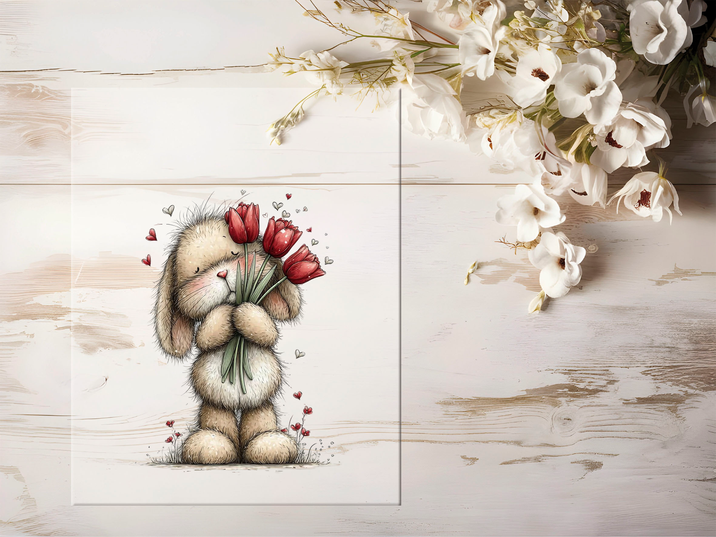 Auktion - Bügelbild - Frühlingstiere Hase #2326- 15cm