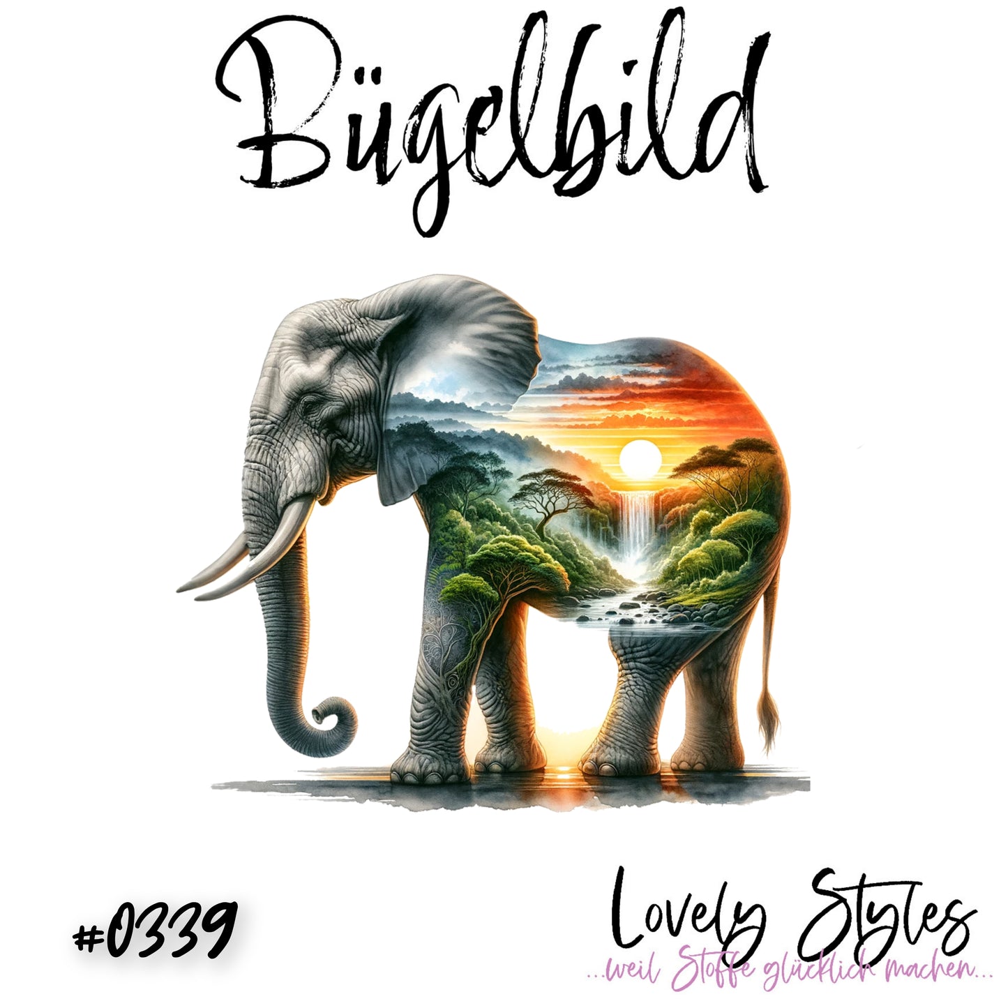 Bügelbild - Elefant #0339