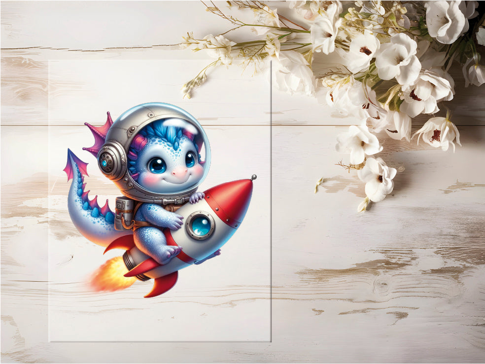 Auktion - Bügelbild - Raketen Drache #0410 - 20cm