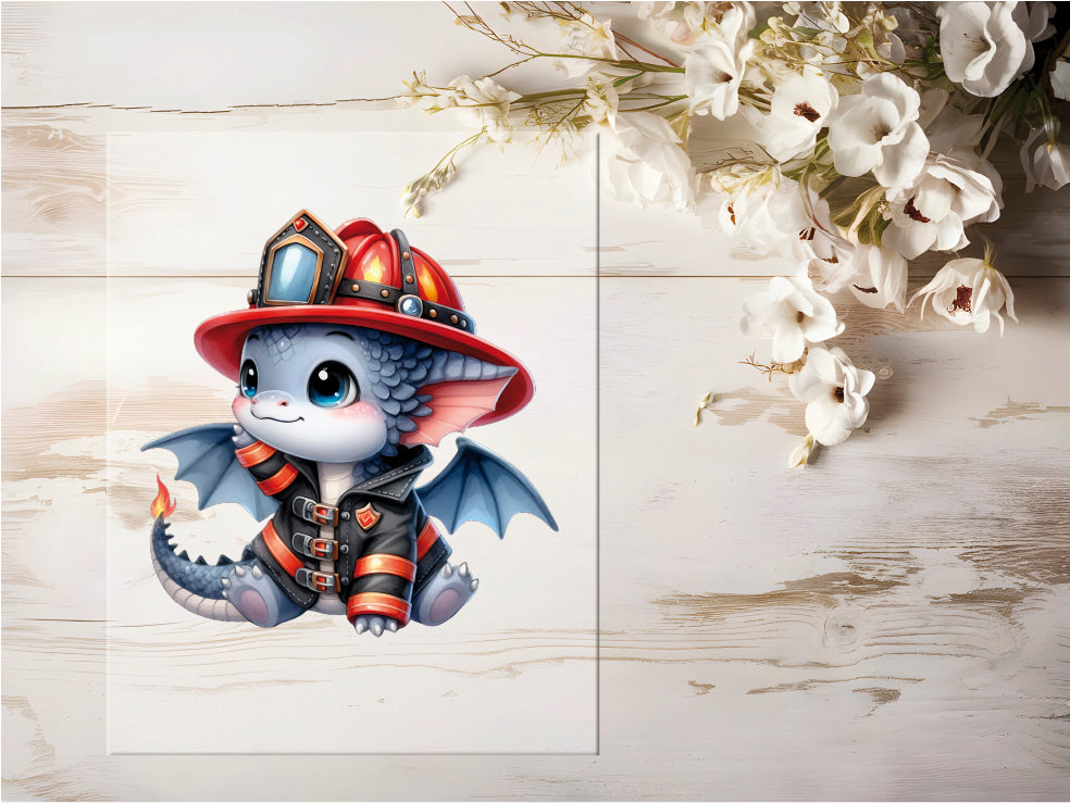 Auktion - Bügelbild - Feuerwehr Drache #0416 - 20cm