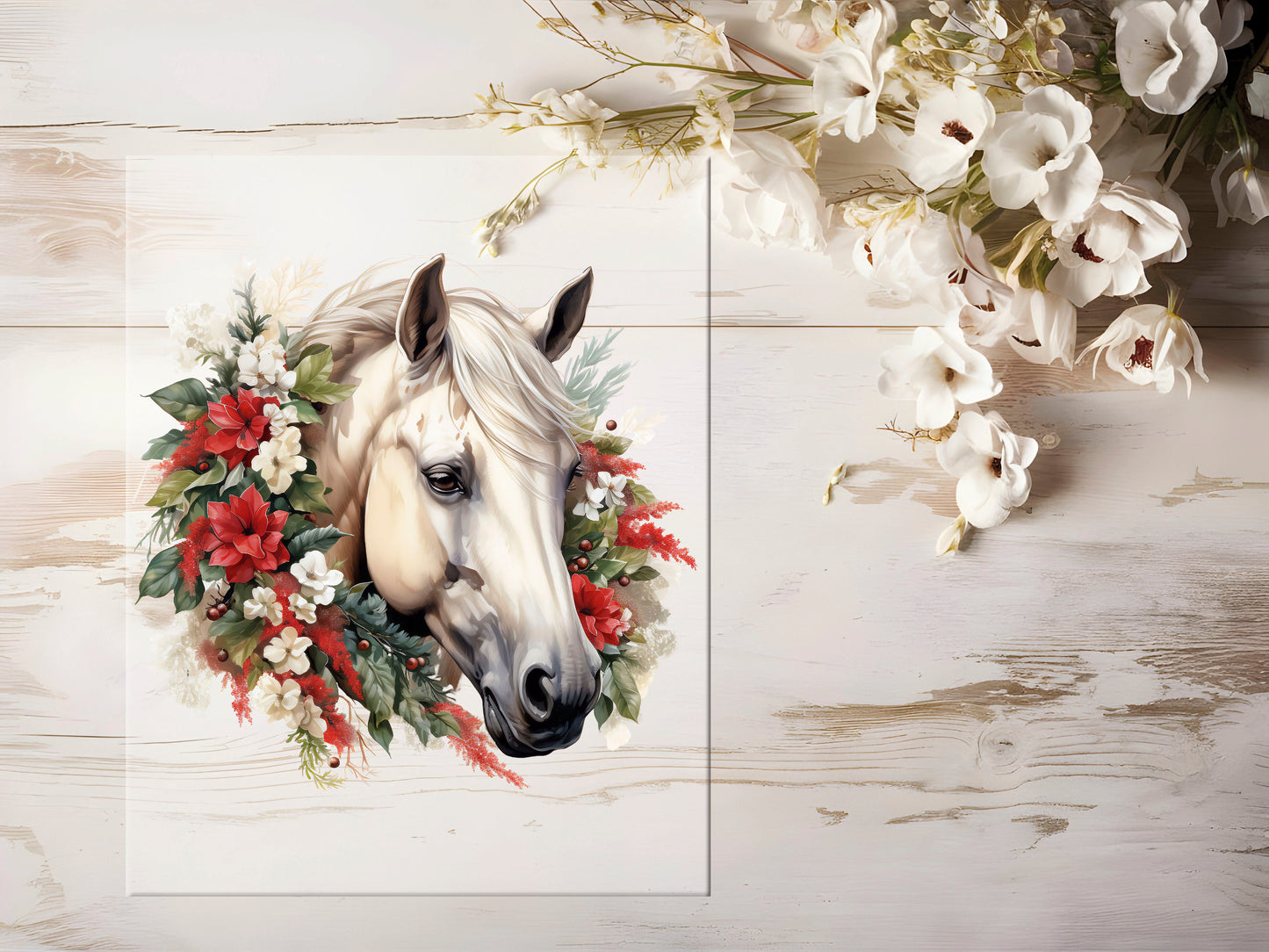 Bügelbild - Pferd mit Blumen #0802