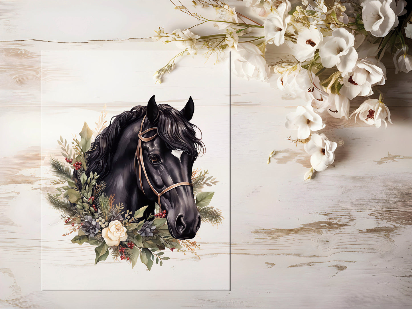 Bügelbild - Pferd mit Blumen #0804