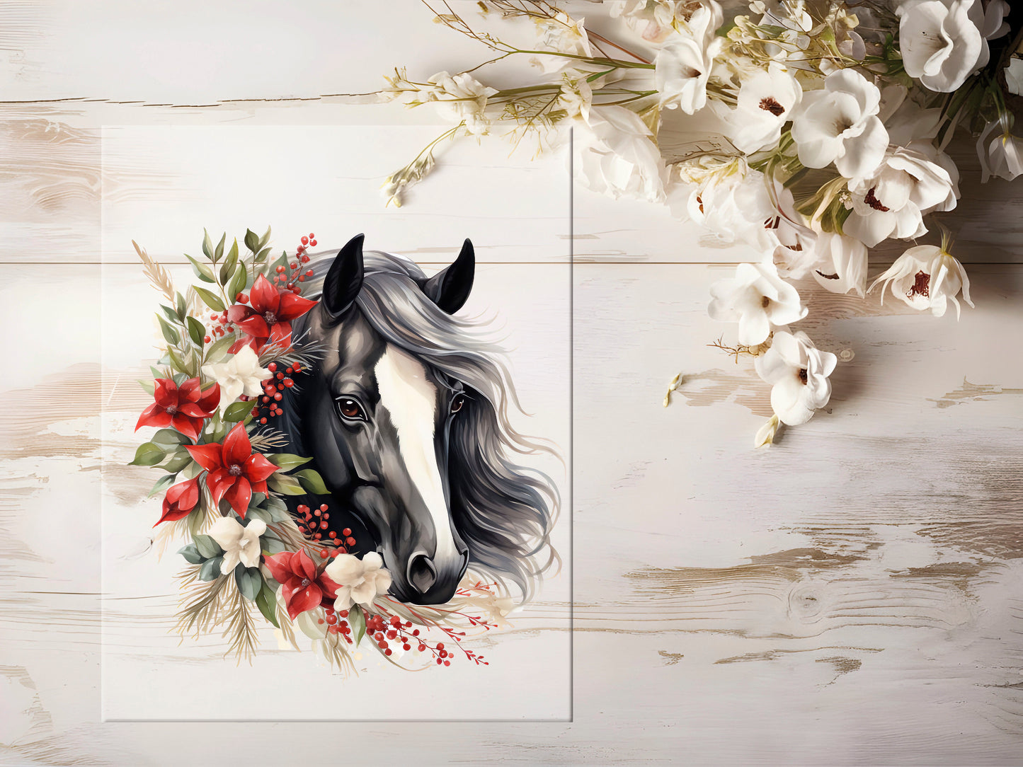 Bügelbild - Pferd mit Blumen #0808