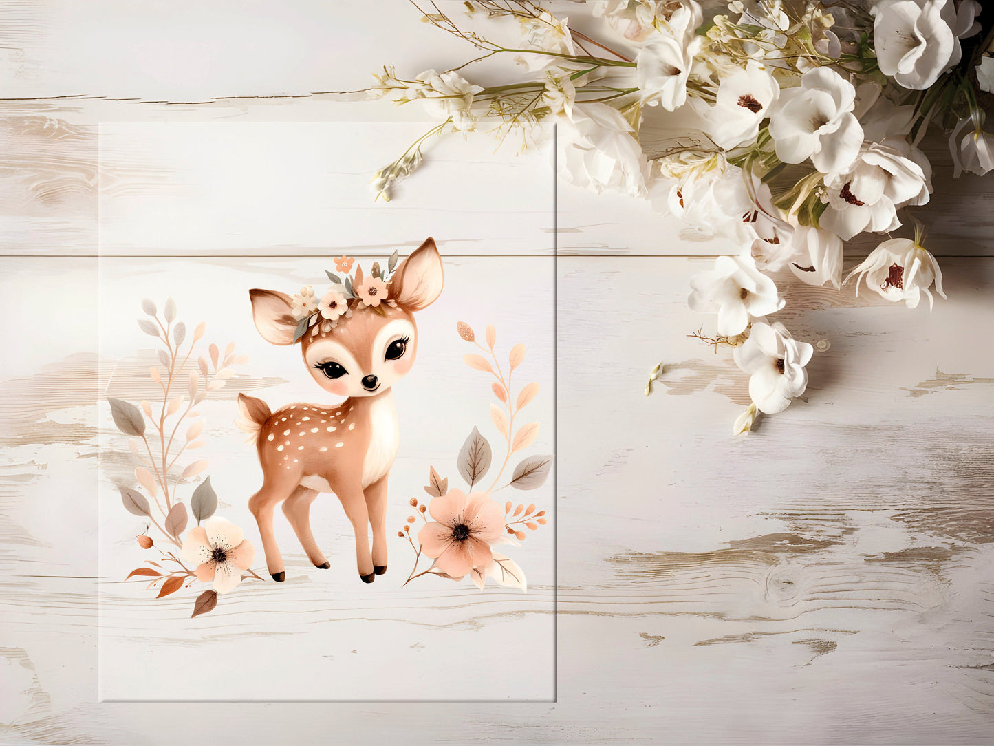 Bügelbild - Reh mit Blumen #0957