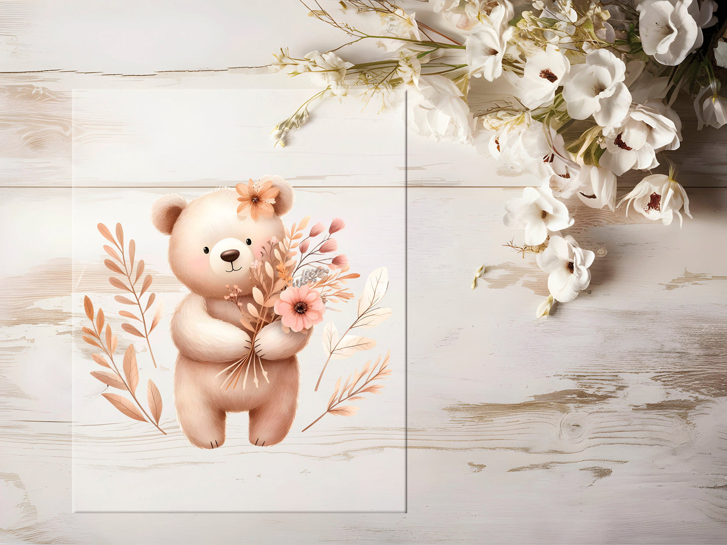 Bügelbild - Bär mit Blumen #0963