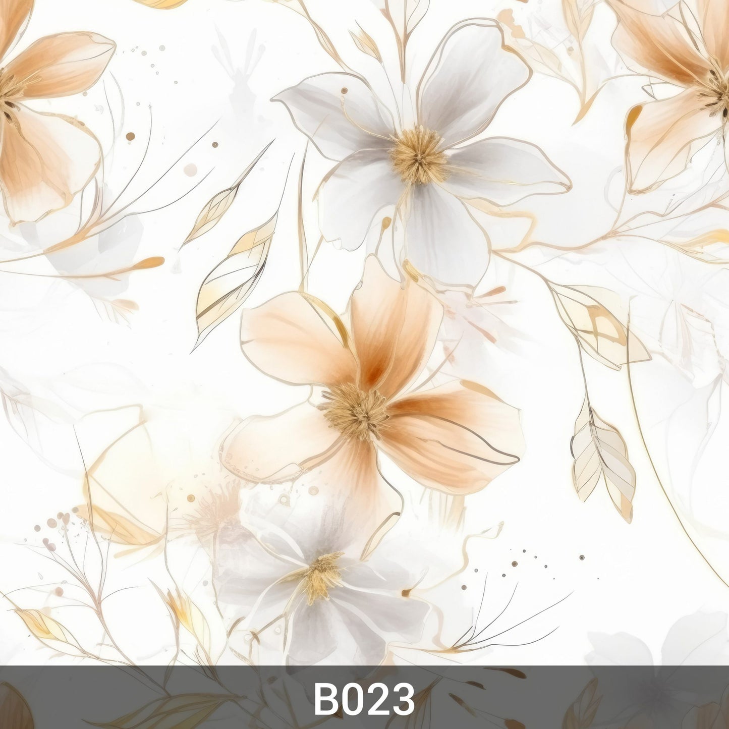 Elegante Blumen Weiß/Apricot