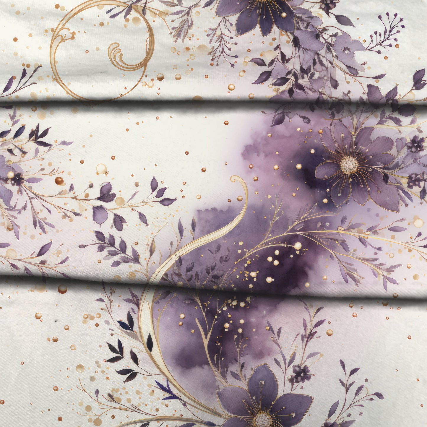 Auktion - 0,5m Jersey - Elegante Blumen Dusty Lila 1