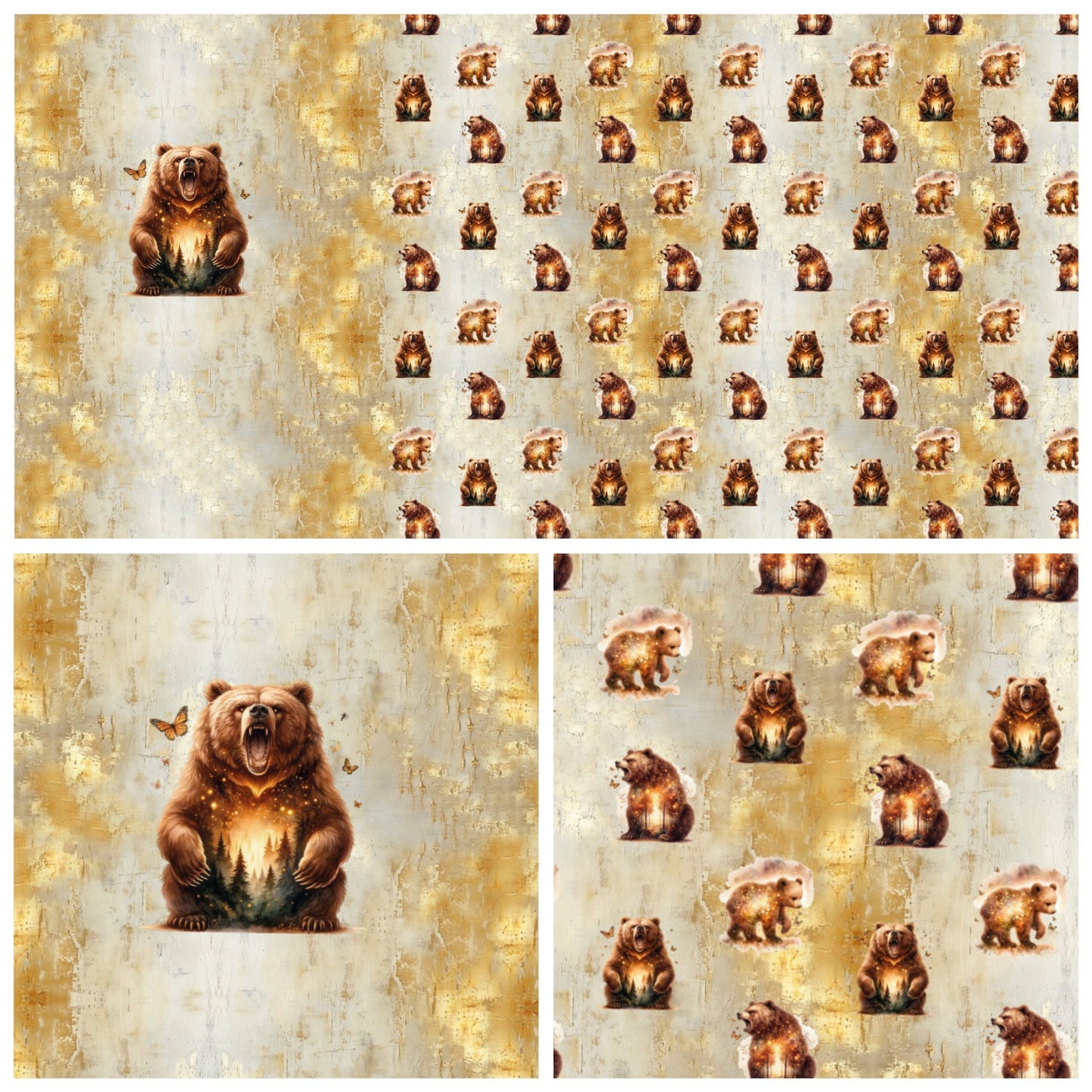 Grunge Waldtiere Gold - Bär