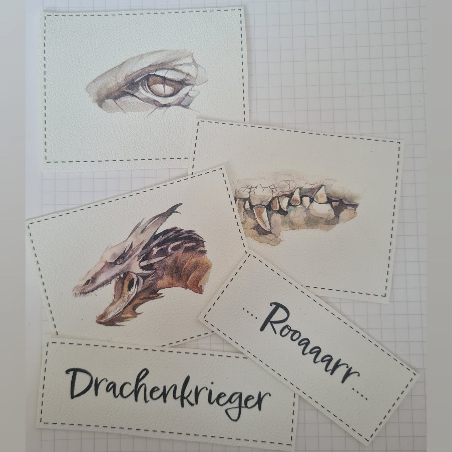 Kunstlederlabel Set - Drachen