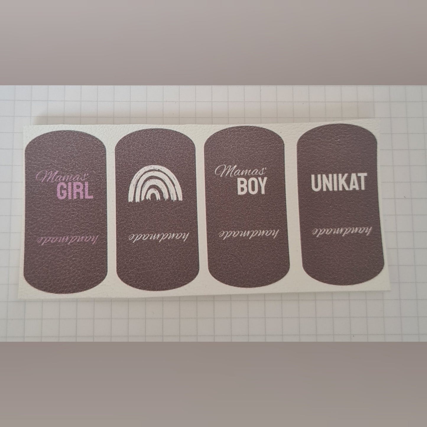 Kunstlederlabel Set - Klapplabels Braun