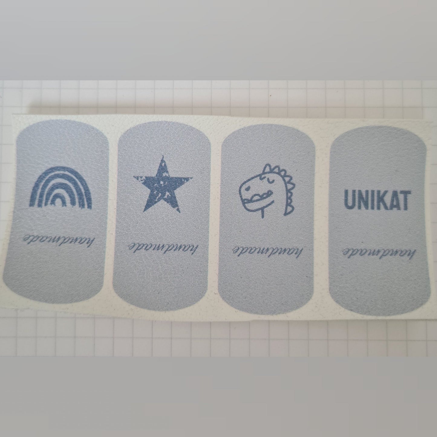 Auktion - Kunstlederlabel Set - Klapplabels Blau