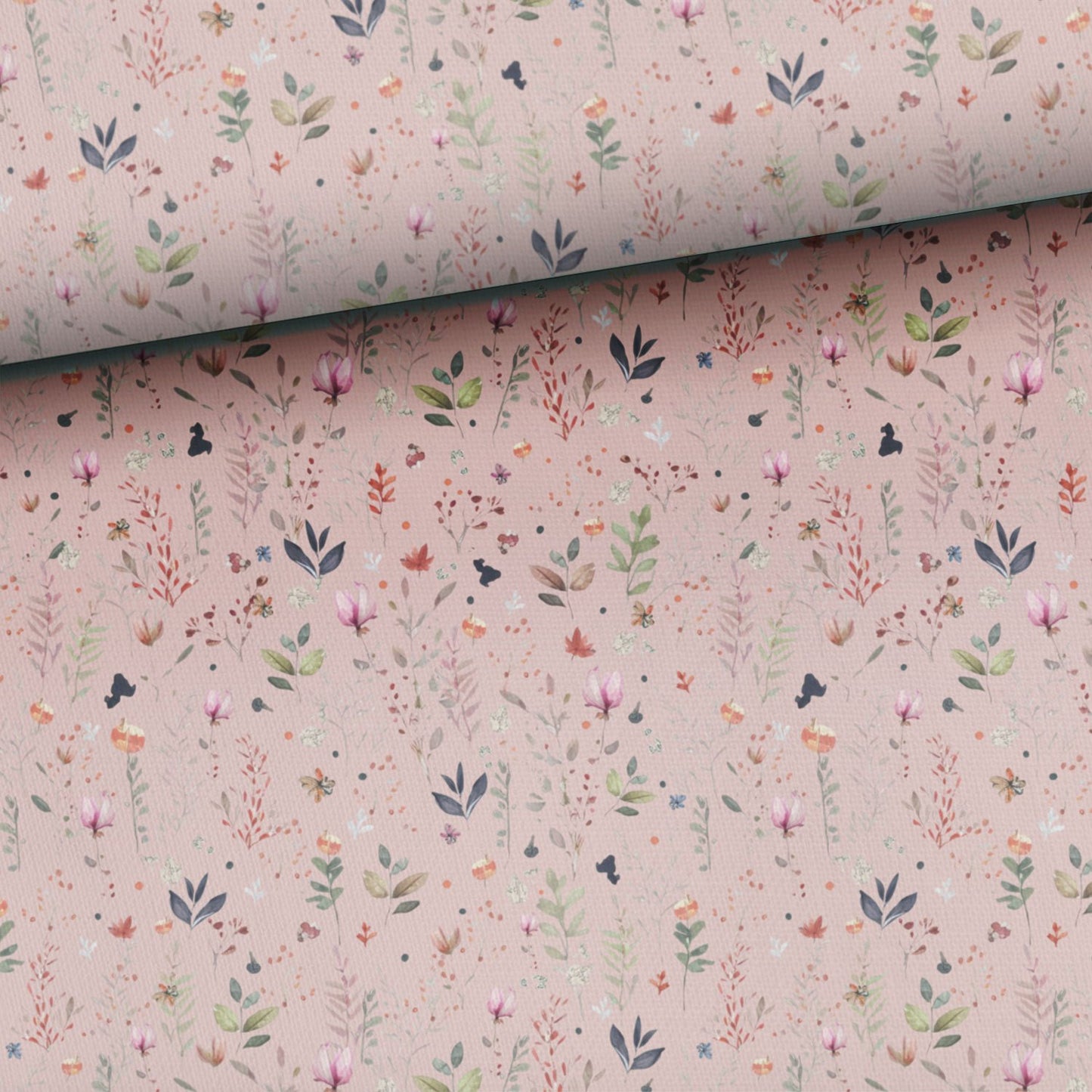 Sommersweat - Waldtiere Altrosa Blumenkombi