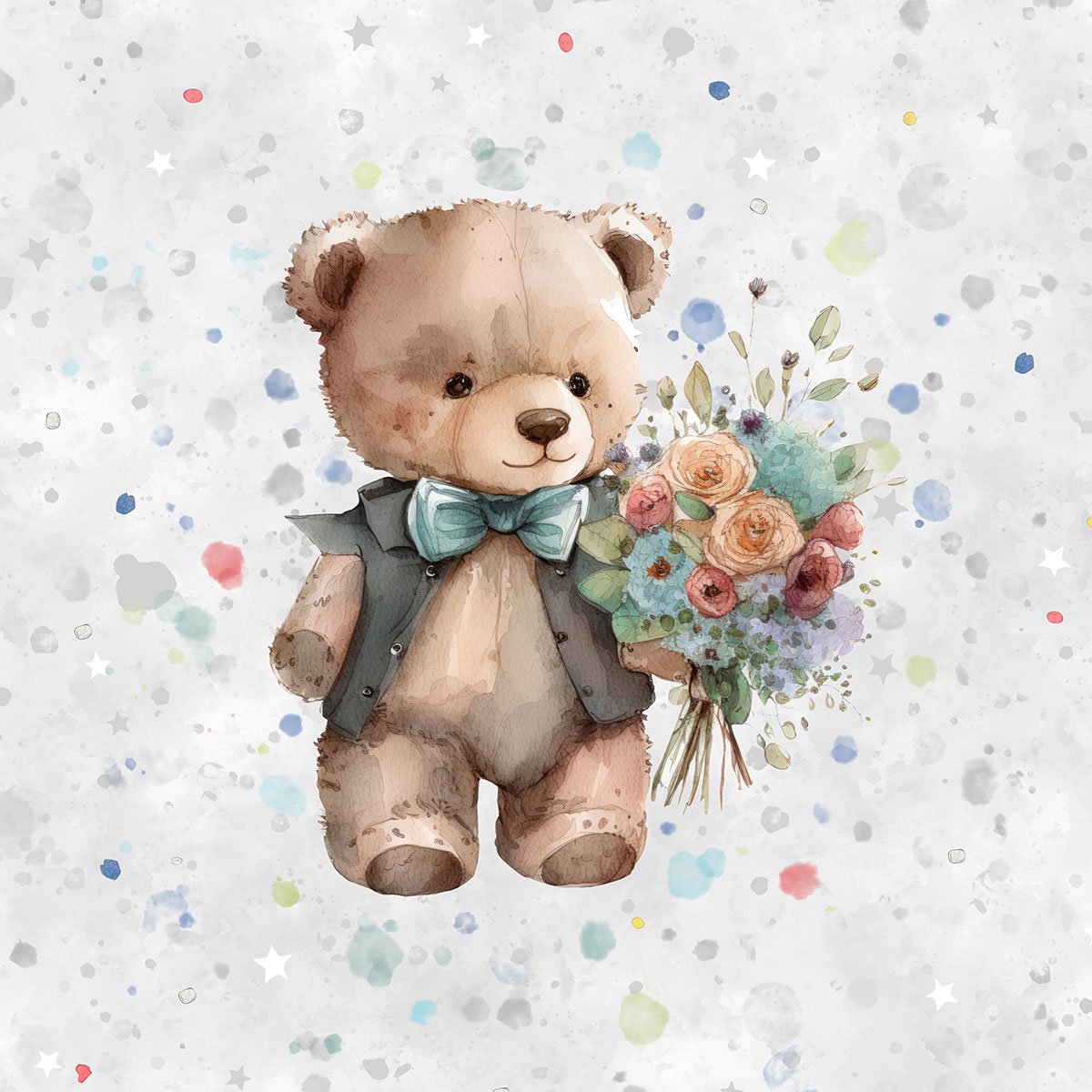 Sommersweat - Panel Konfetti Bärchen