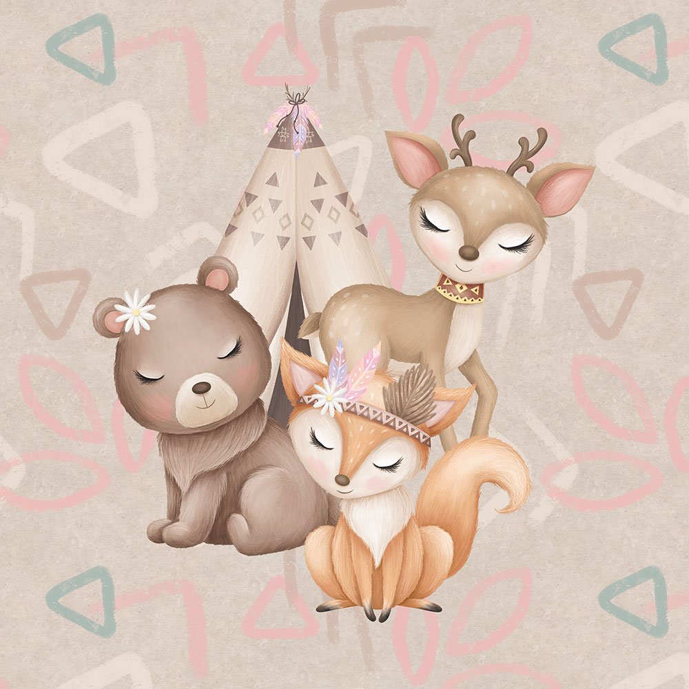 Sommersweat - Panel Boho Waldtiere