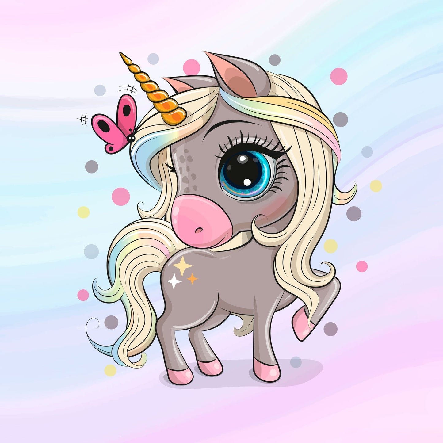 Sommersweat - Panel Twilight Einhorn Braun