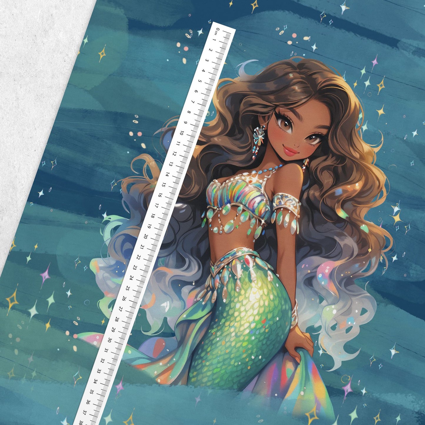 Sommersweat - Panel - Meerjungfrau Blau - Brünett