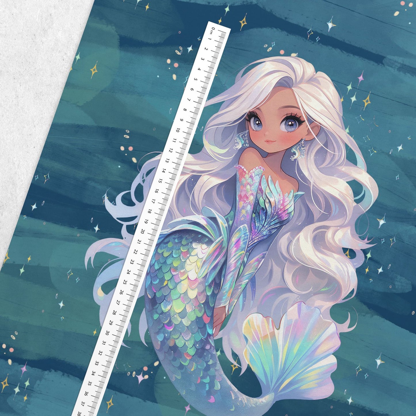 Sommersweat - Panel - Meerjungfrau Blau- Silver