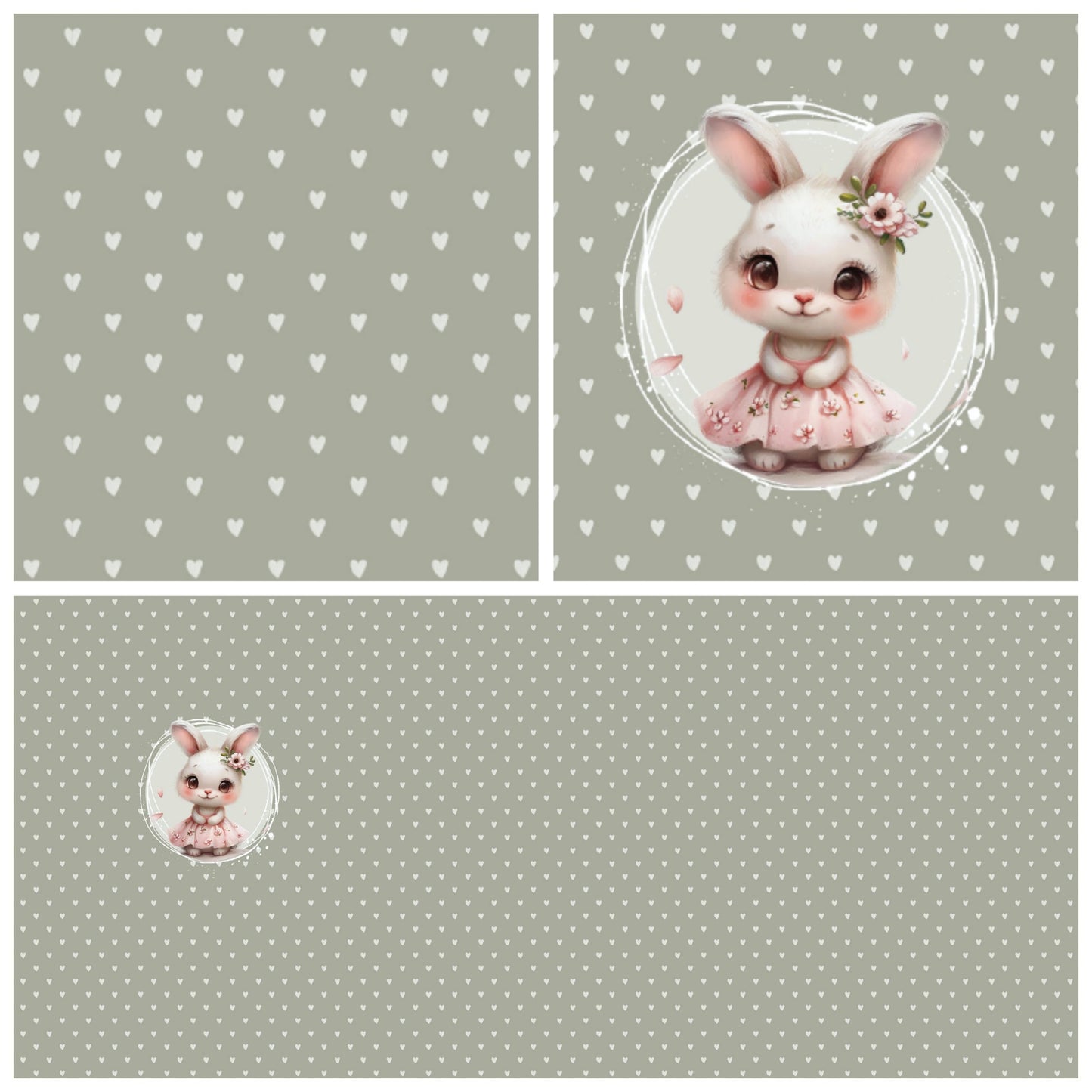 Panel mit Kombi - Häschen im Kleid - Grün ca. 60cm