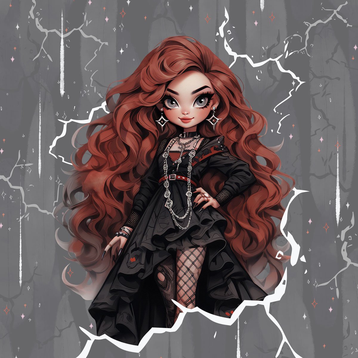 Sommersweat - Panel - Gothic Doll Red