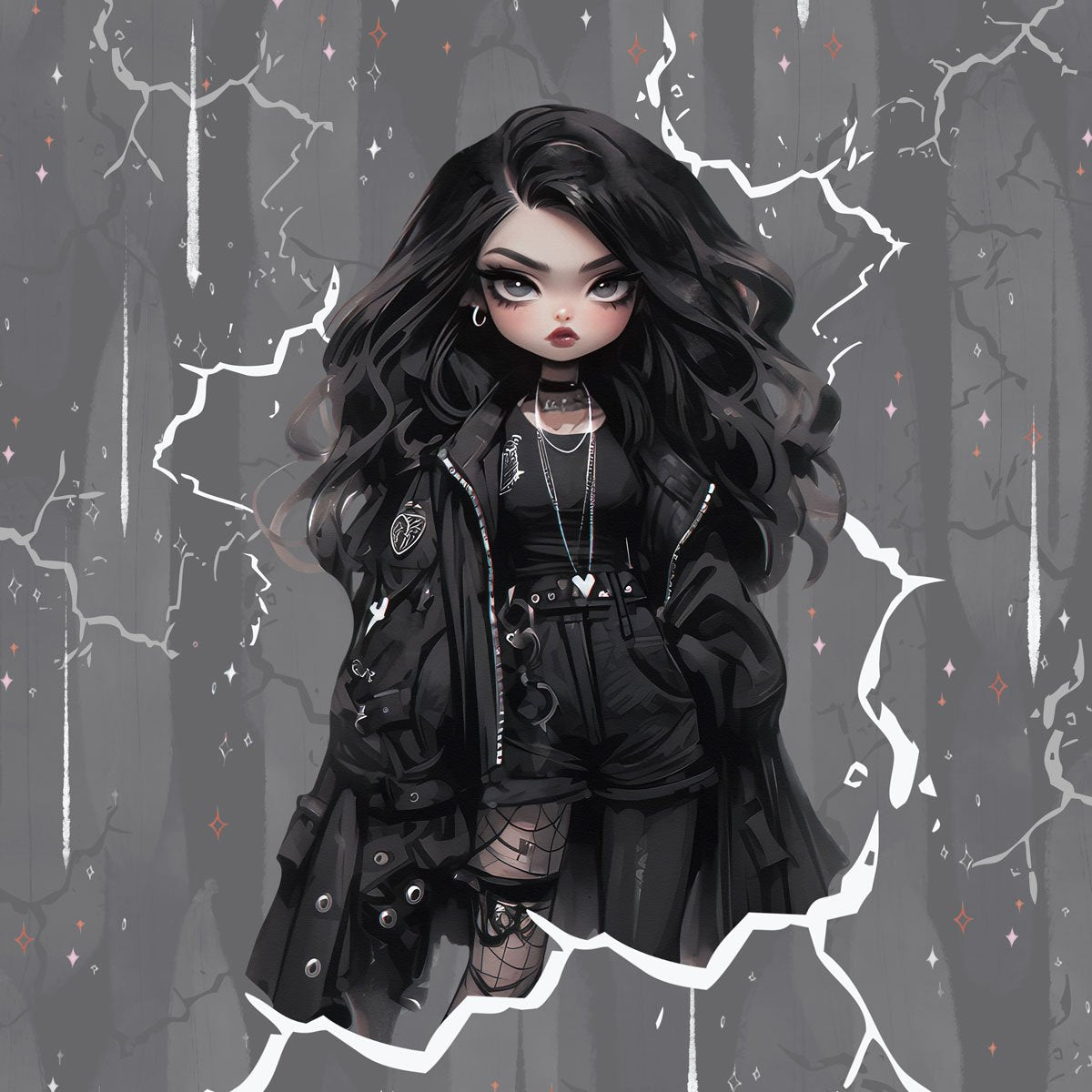 Sommersweat - Panel - Gothic Doll Black2